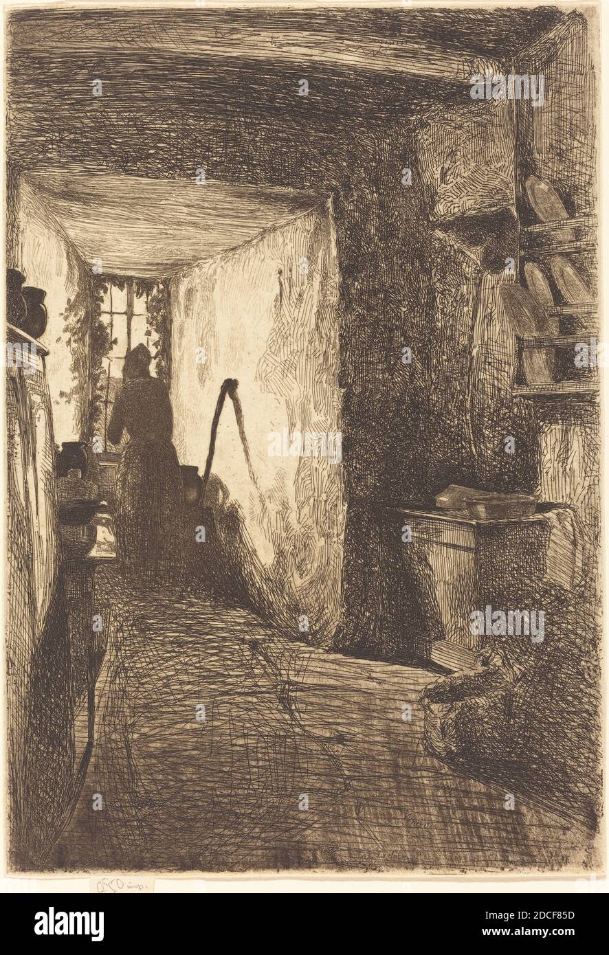 James McNeill Whistler, (artista), americano, 1834 - 1903, fine Art Society, (editore), The Kitchen, 1858, incisione in nero, piatto: 22.86 × 15.88 cm (9 × 6 1/4 in.), foglio (con linguetta): 23.5 × 15.88 cm (9 1/4 × 6 1/4 in Foto Stock