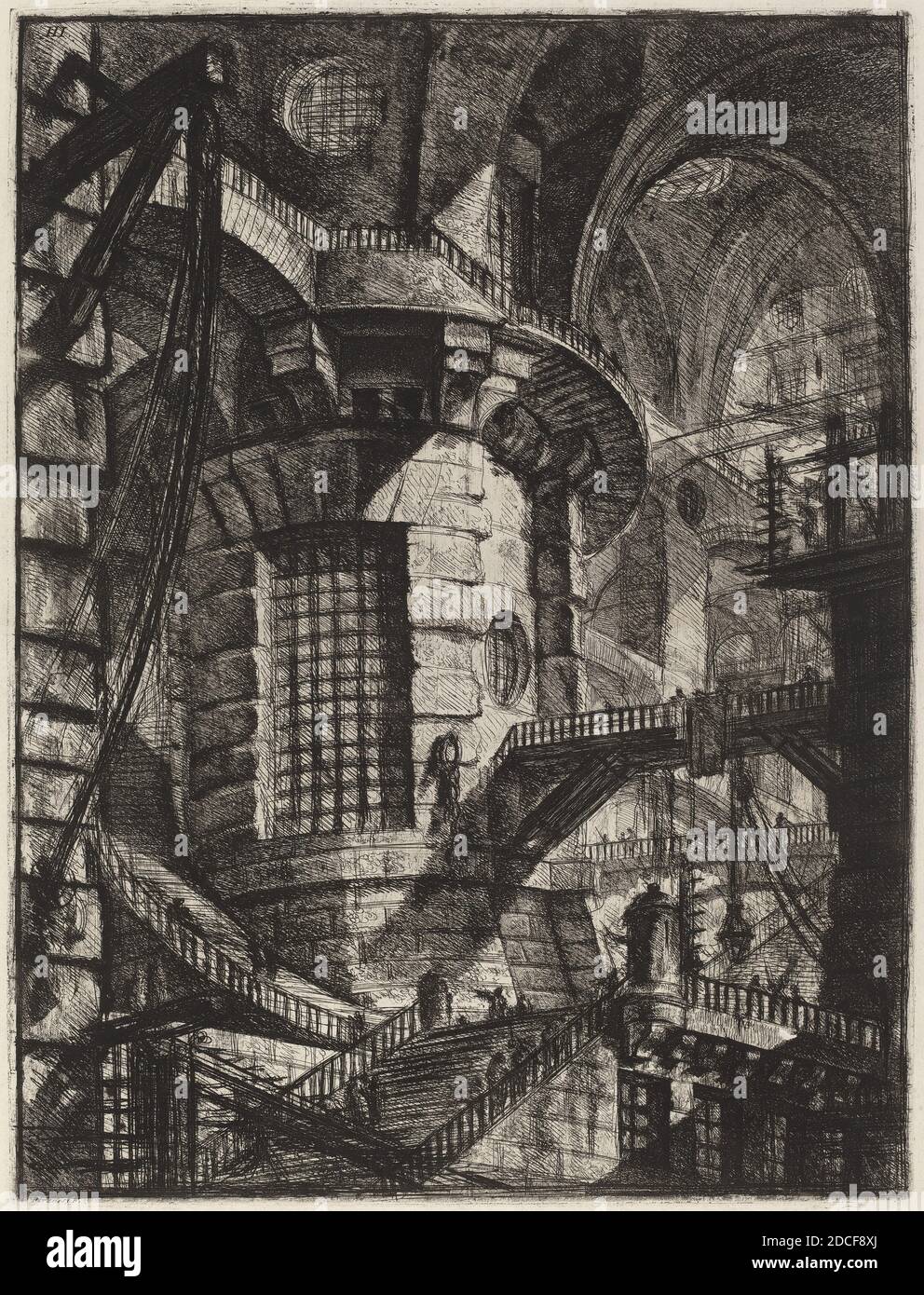 Giovanni Battista Piranesi, (artista), Veneziano, 1720 - 1778, la Torre rotonda, Carceri (terza edizione ?), (serie), 1780, incisione, incisione, tinta solforosa o morso aperto, brunitura Foto Stock