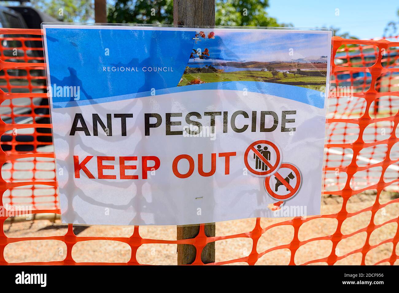 Ant pesticida Keep out Sign, Esk, Queensland, QLD, Australia Foto Stock