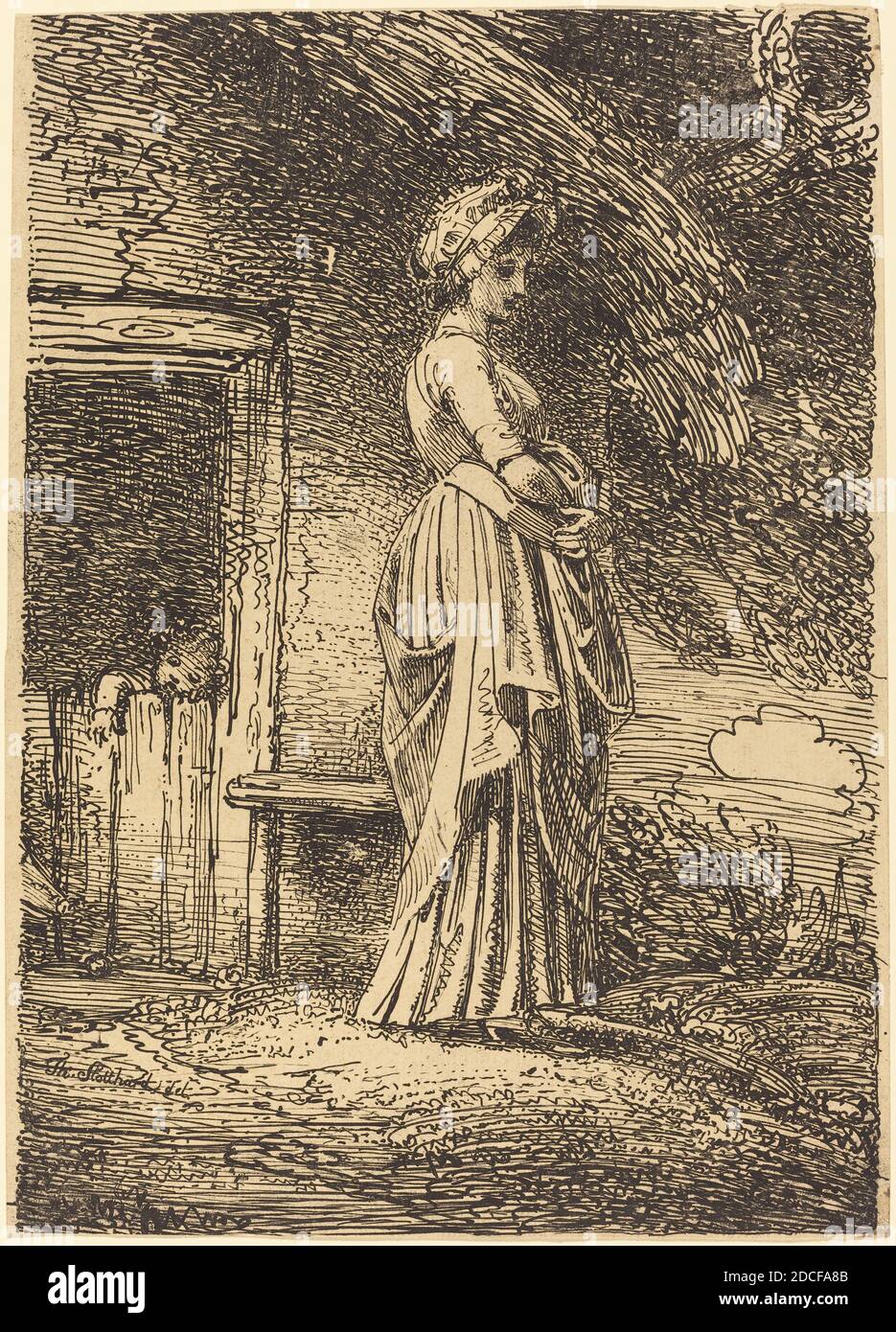 Thomas Stothard, (artista), British, 1755 - 1834, The Lost Apple, esemplari di poliautografia, (serie), 1803, litografia a penna e a tusche Foto Stock