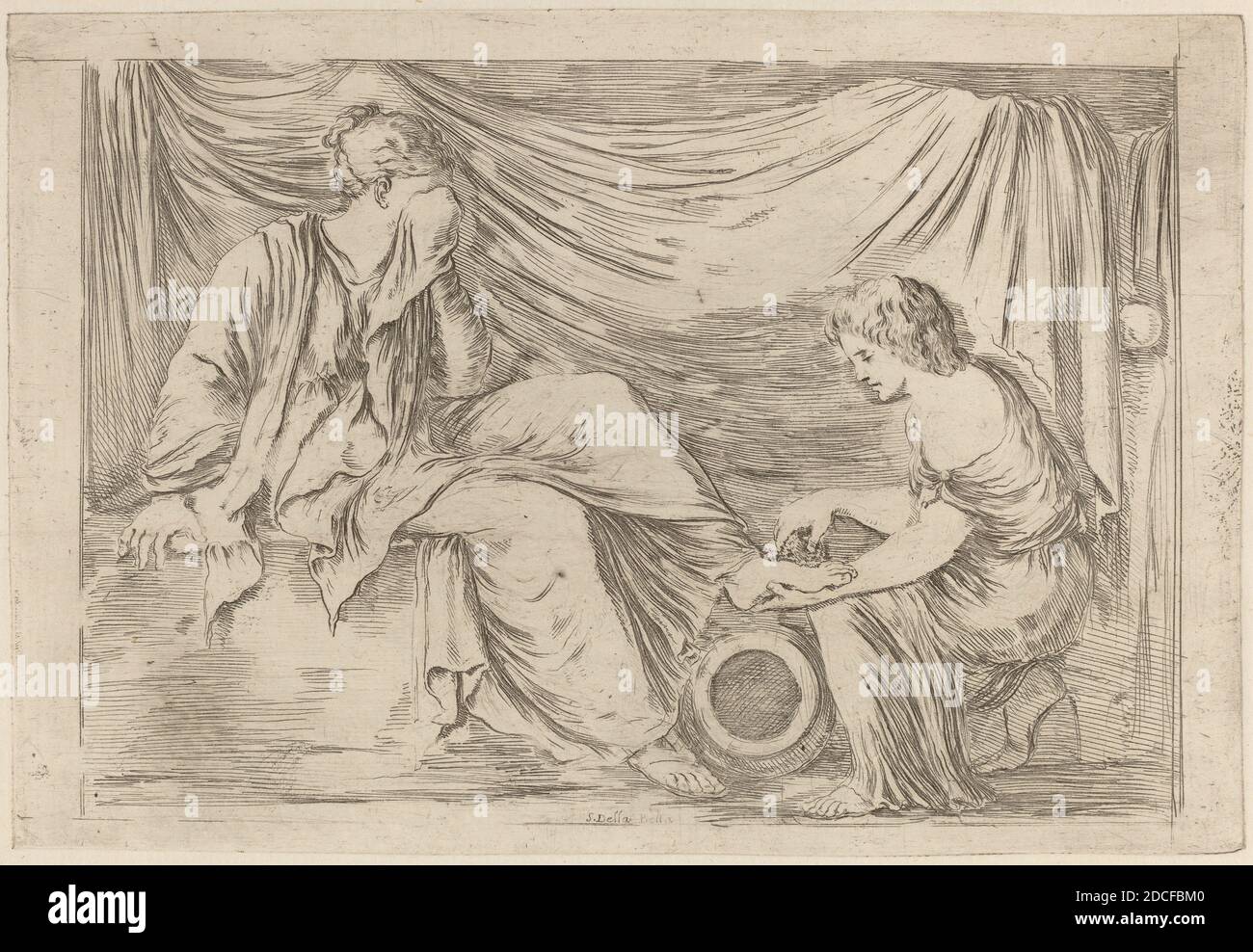 Stefano della Bella, (artista), fiorentino, 1610 - 1664, le Toilette di una sposa, Quadreria Medicea, vol.3 (1986.50.11-108), (serie), incisione su carta deposte Foto Stock