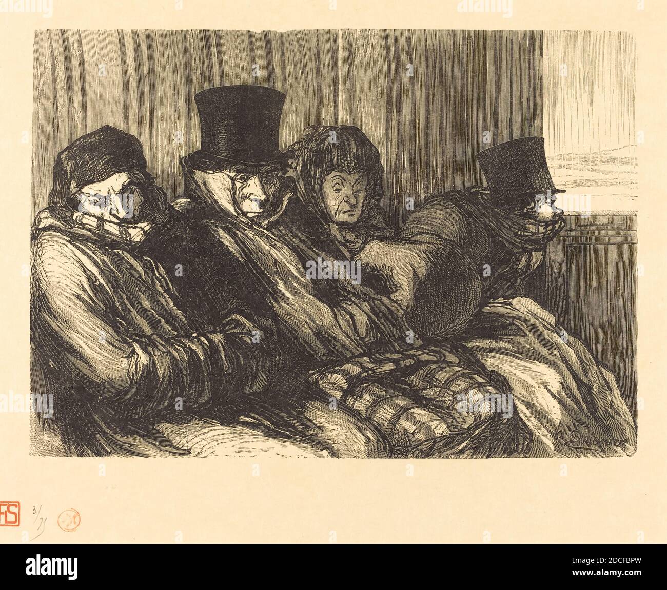 Charles Maurand, (artista), francese, 1824 - 1904, Honoré Daumier, (artista dopo), francese, 1808 - 1879, Train de plaisir, H. Daumier, tirage unique de trente-Six bois, (serie), 1862, incisione in legno Foto Stock