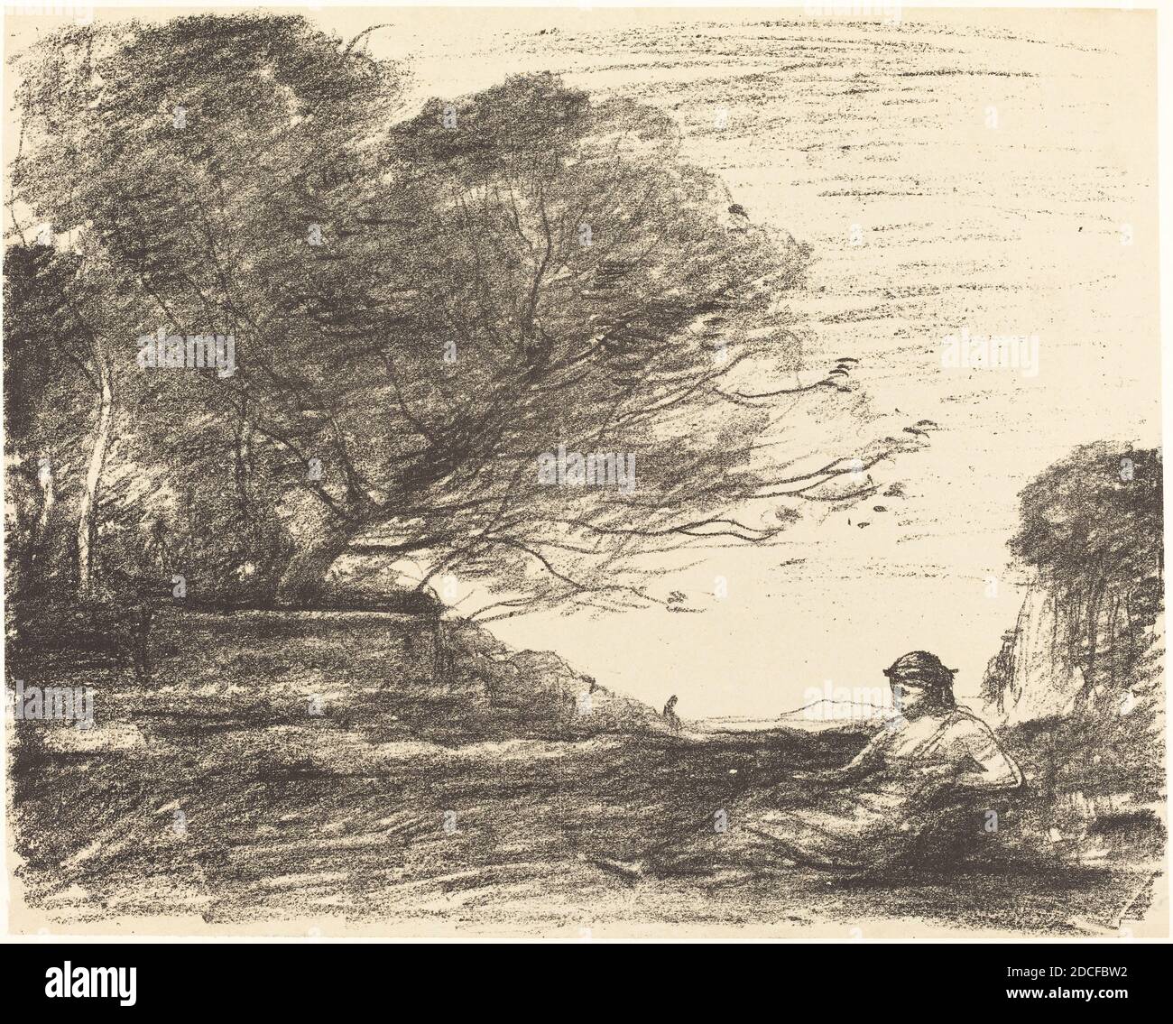 Jean-Baptiste-Camille Corot, (artista), francese, 1796 - 1875, Sappho (Sapho), 1871, litografia Foto Stock