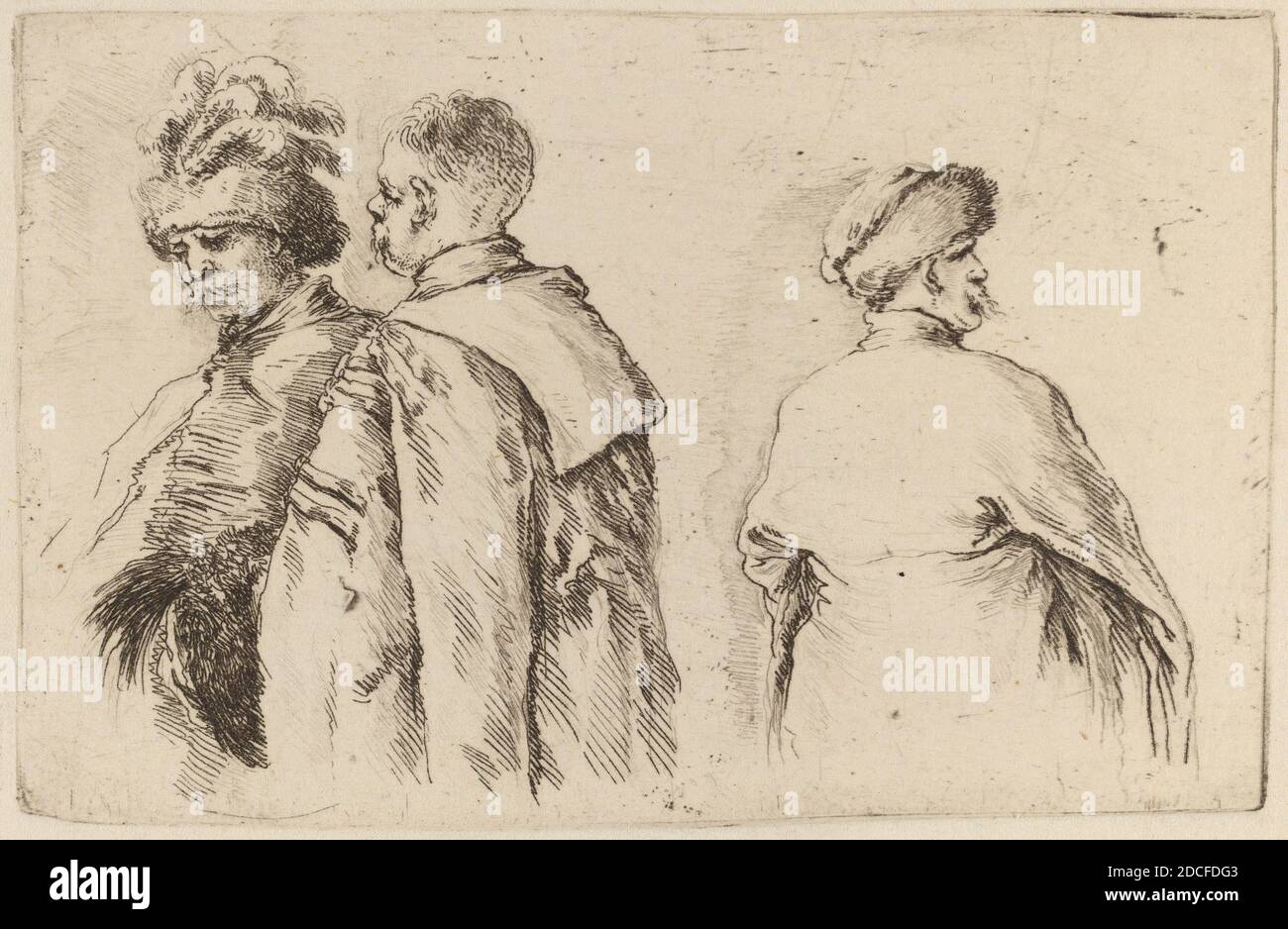 Stefano della Bella, (artista), fiorentino, 1610 - 1664, tre ungheresi, Quadreria Medicea, vol.3 (1986.50.11-108), (serie), incisione su carta deposta Foto Stock