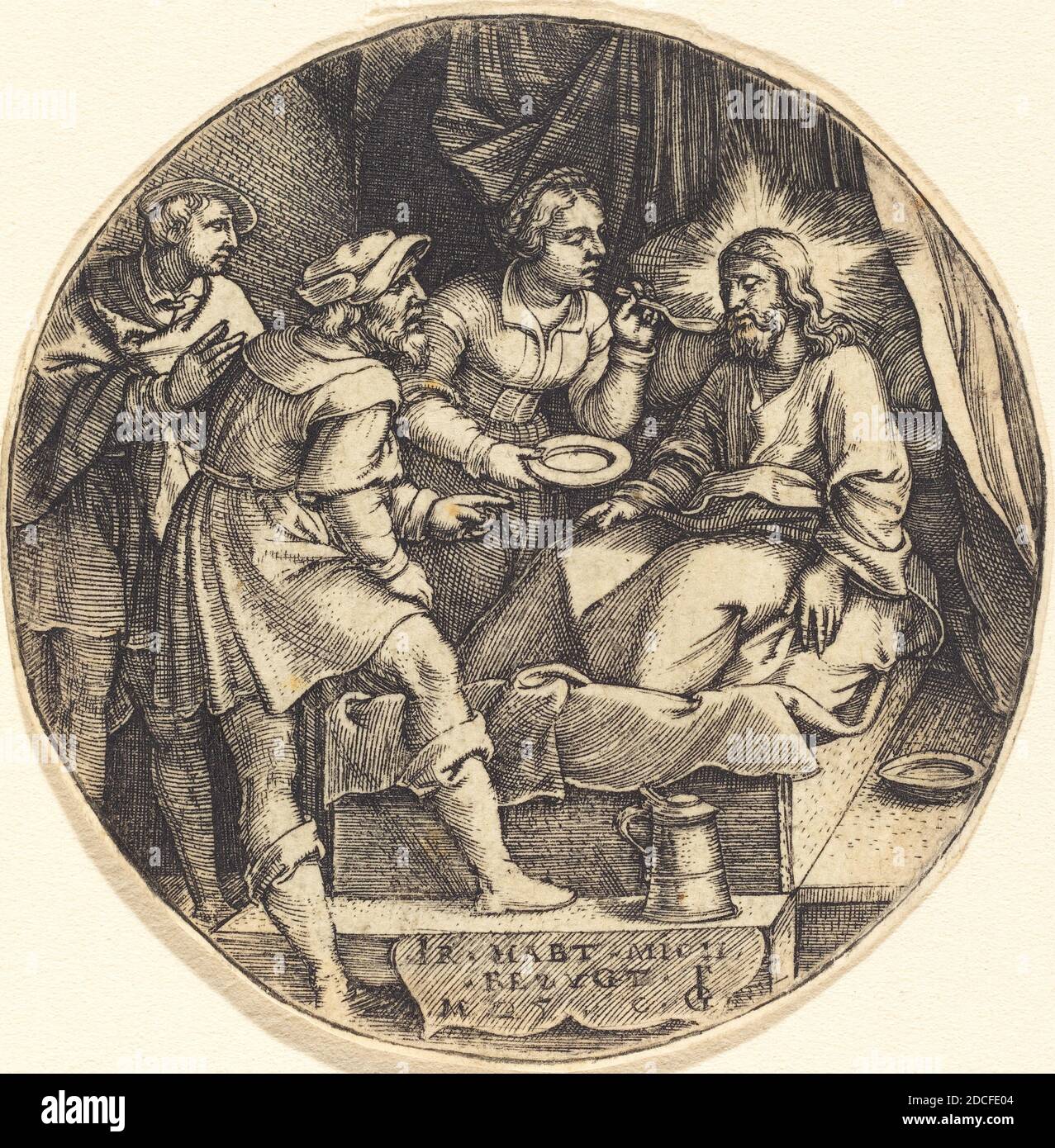 Georg Pencz, (artista), tedesco, c.. 1500 - 1550, per infermierizzare i malati, le sette opere della Misericordia, (serie), incisione Foto Stock