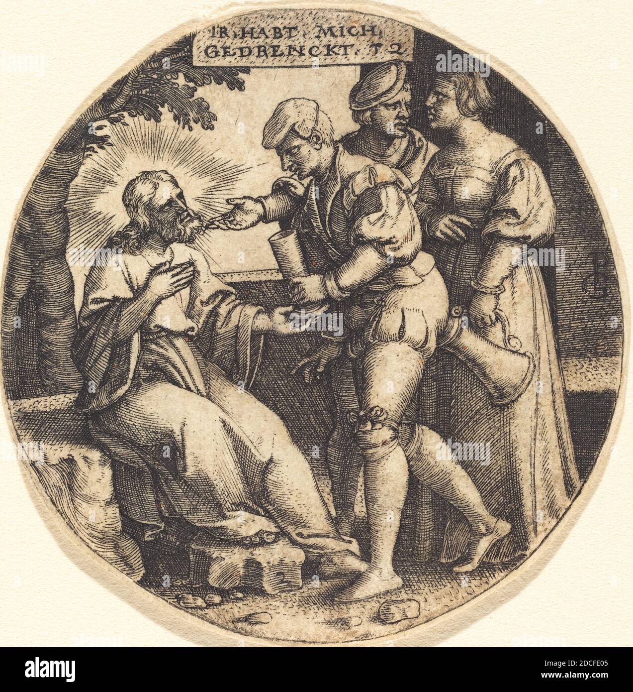 Georg Pencz, (artista), tedesco, c.. 1500 - 1550, per bere alla sete, le sette opere di Misericordia, (serie), incisione Foto Stock