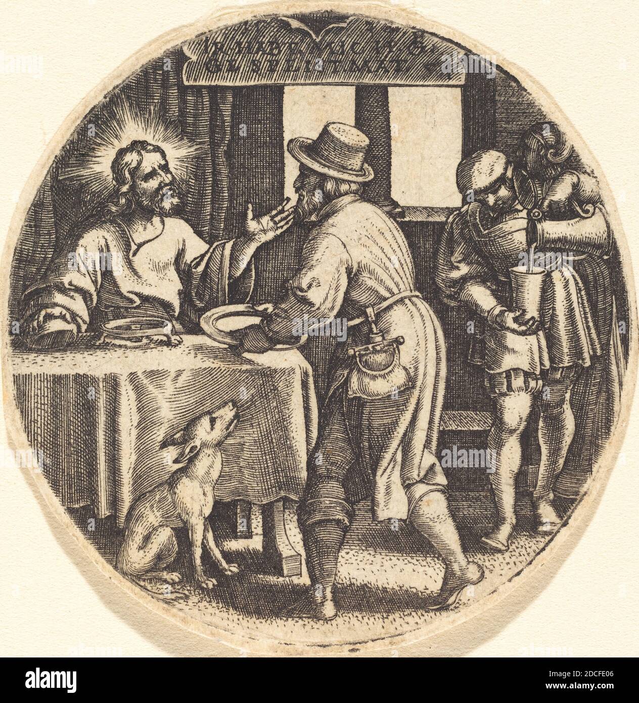 Georg Pencz, (artista), tedesco, c.. 1500 - 1550, per nutrire gli affamati, le sette opere della Misericordia, (serie), incisione Foto Stock