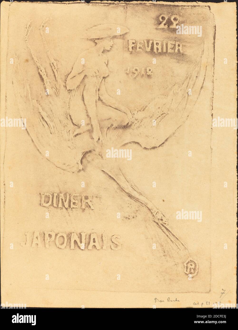 Pierre Roche, (artista), francese, 1855 - 1922, Femme et Cygne, 22 fevrier 1912, Diner Japonaise (Donna e uccello, 22 febbraio 1912, J, 1912, gypsograph Foto Stock