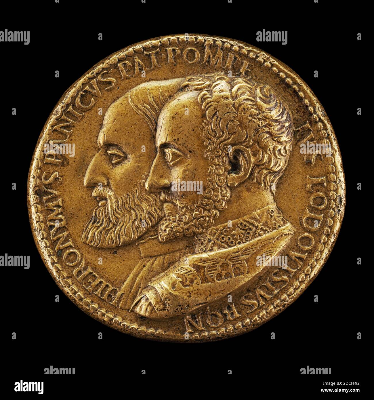 Giovanni da CAVINO, (artista), Paduan, 1500 - 1570, Girolamo Panico, morto nel 1558, e Pompeo Ludovisi, morto nel 1565, bronzo/colpito, totale (diametro): 3.85 cm (1 1/2 in.), peso lordo: 38.19 gr (0.084 lb.), asse: 7:00 Foto Stock