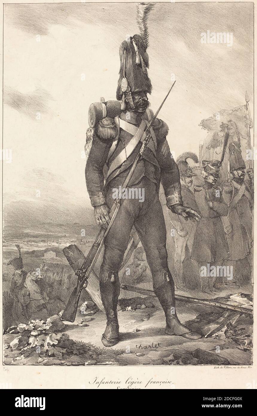 Nicolas-Toussaint Charlet, (artista), francese, 1792 - 1845, Fanterie legère française, Carabinier, 1822, litografia Foto Stock