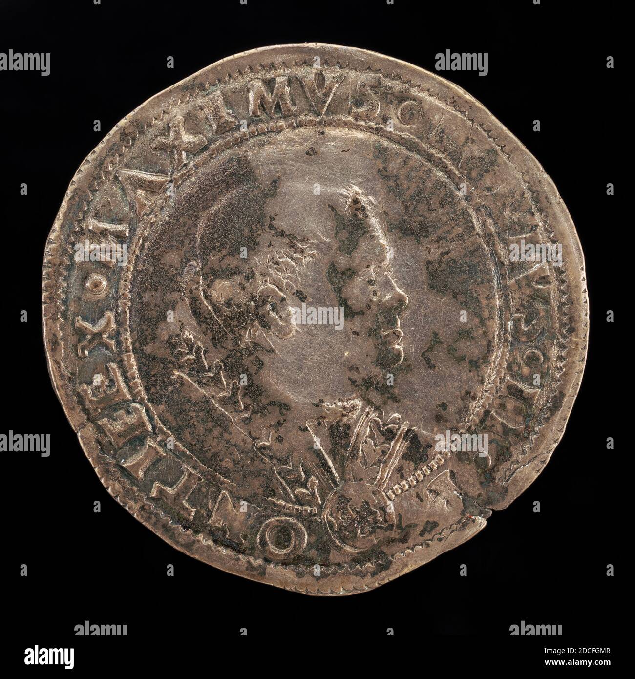 Bolognese XVI secolo, (artista), Giulio II (Giuliano della Rovere, 1443-1513), Papa 1503, XVI secolo, argento giulio/Strised, totale (diametro): 2.87 cm (1 1/8 in.), peso lordo: 4.38 gr (0.01 lb.), asse: 5:00 Foto Stock