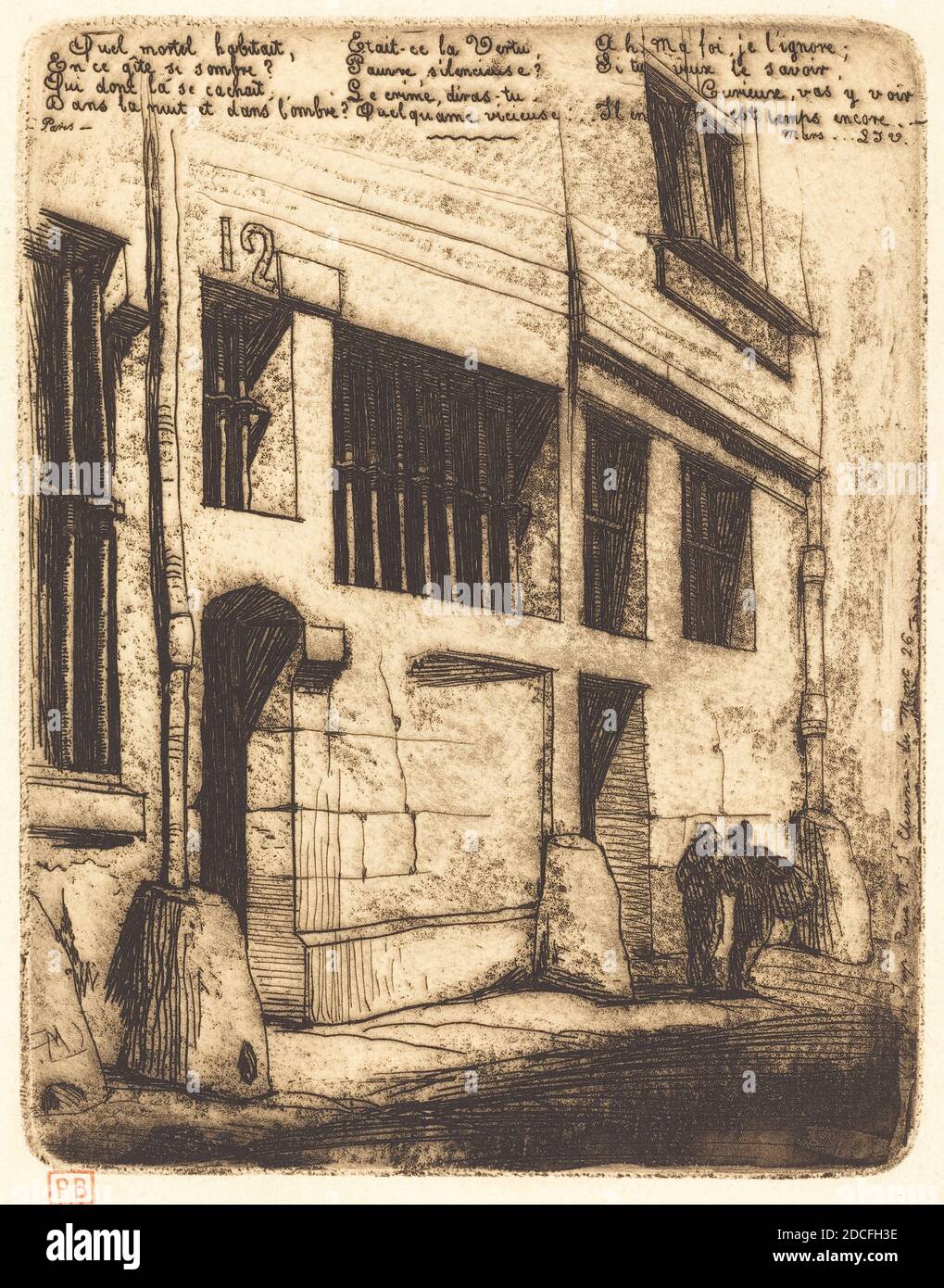 Charles Meryon, (artista), francese, 1821 - 1868, la Rue des Mauvais Garçons, Parigi (la Via dei Bad Boys), 1854, incisione Foto Stock