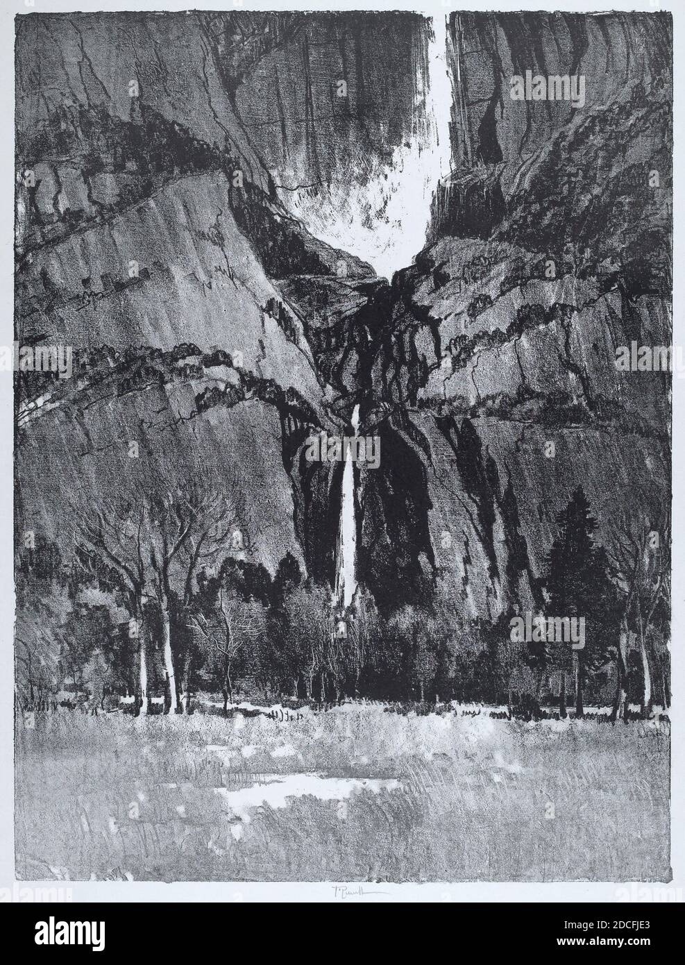Joseph Pennell, (artista), americano, 1857 - 1926, Lower Falls, Yosemite, il Grand Canyon del Colorado, Arizona, (serie), 1912, litografia Foto Stock