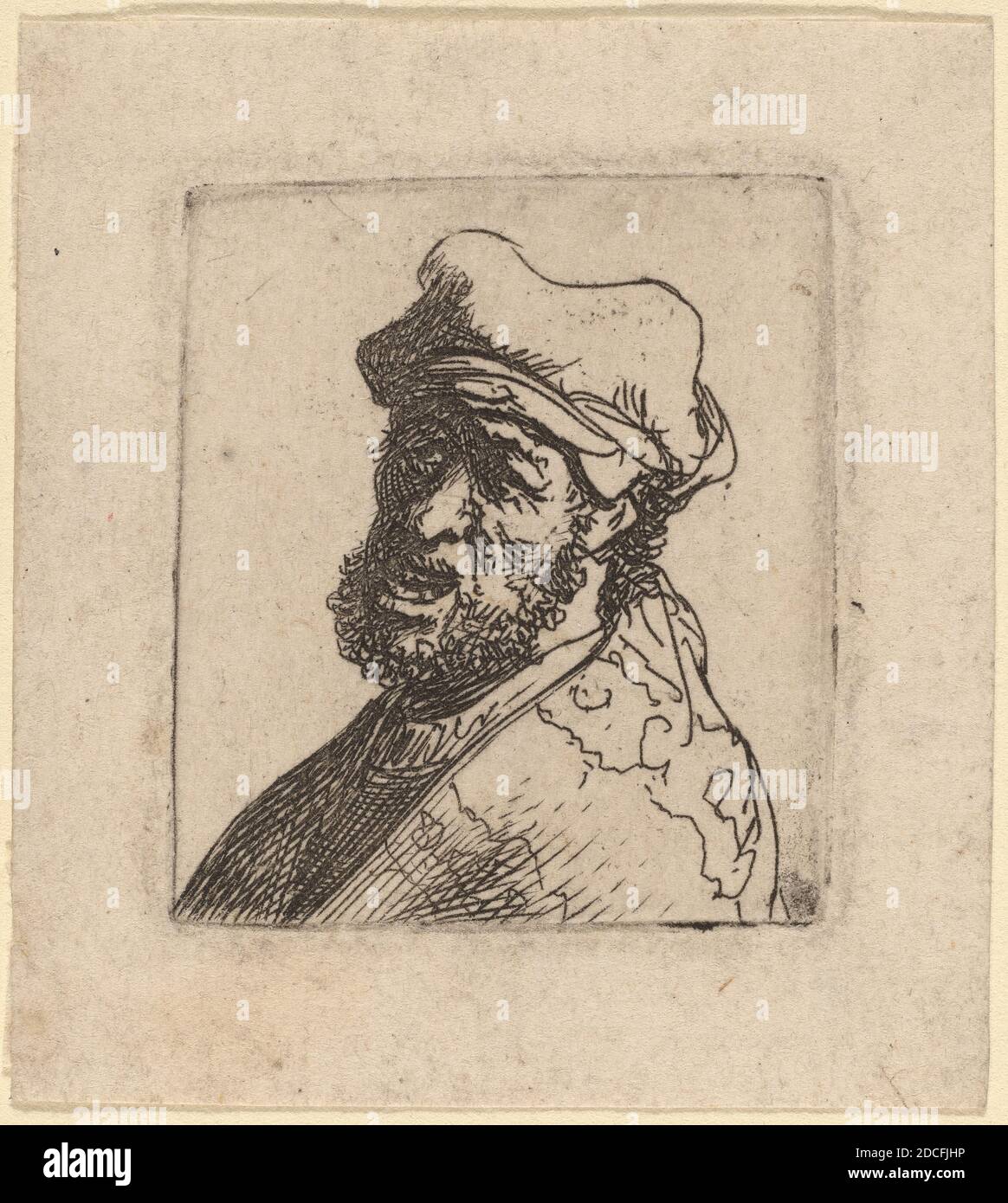 Rembrandt van Rijn, (artista), olandese, 1606 - 1669, uomo che piange, tre quarti sinistra, c.. 1630/1631, acquaforte Foto Stock