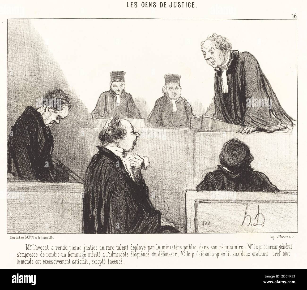 Honoré Daumier, (artista), francese, 1808 - 1879, l'avocat a rendu pleine justice..., Les Gens de justice: pl.16, (serie), 1846, litografia Foto Stock