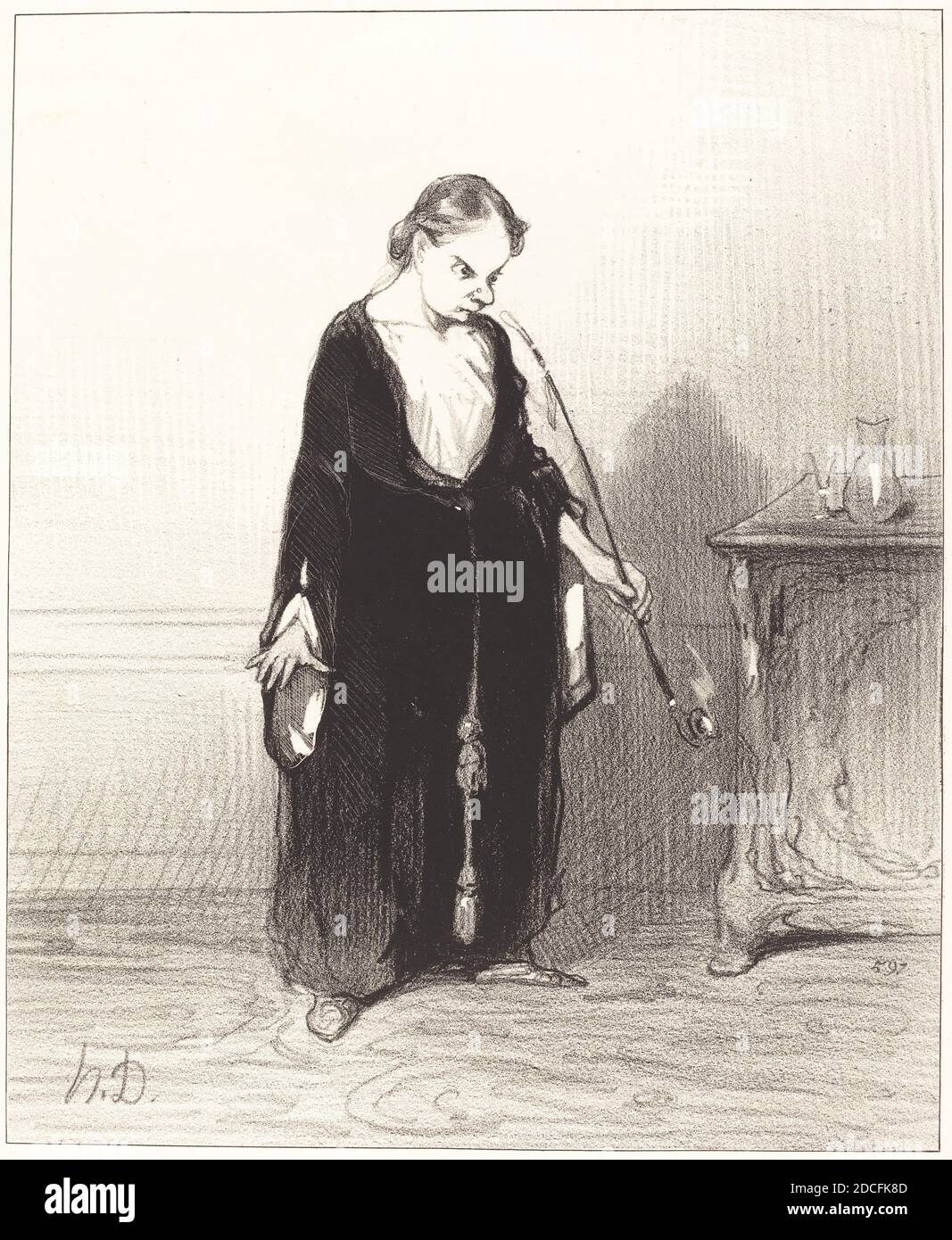 Honoré Daumier, (artista), francese, 1808 - 1879, o plaisir de l'oppio que tu me ravis!..., Les Bas-bleus: pl.26, (serie), 1844, litografia Foto Stock