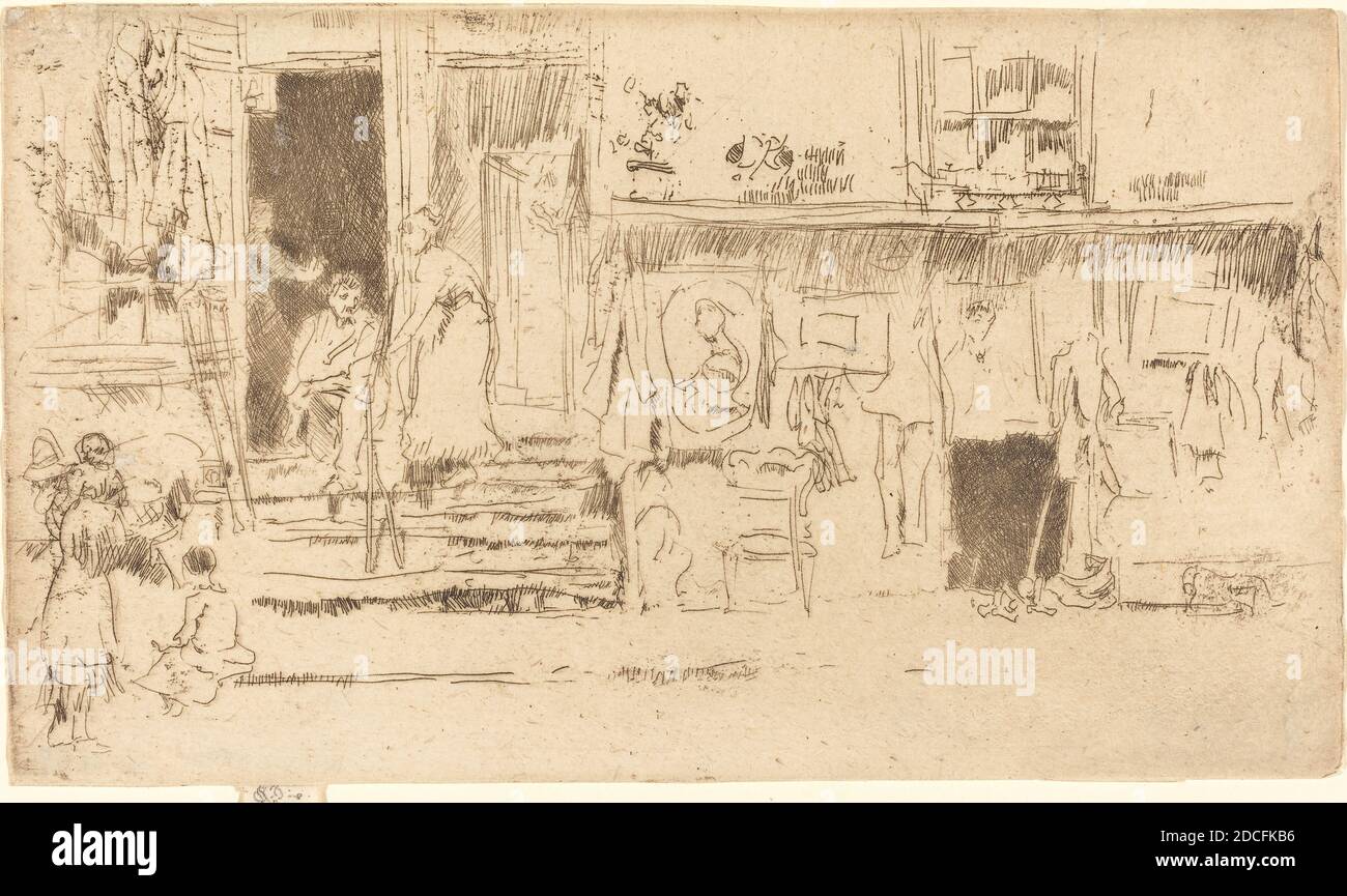 James McNeill Whistler, (artista), americano, 1834 - 1903, Old-Clothes Shop, N. II, c.. 1884/1886, acquaforte Foto Stock