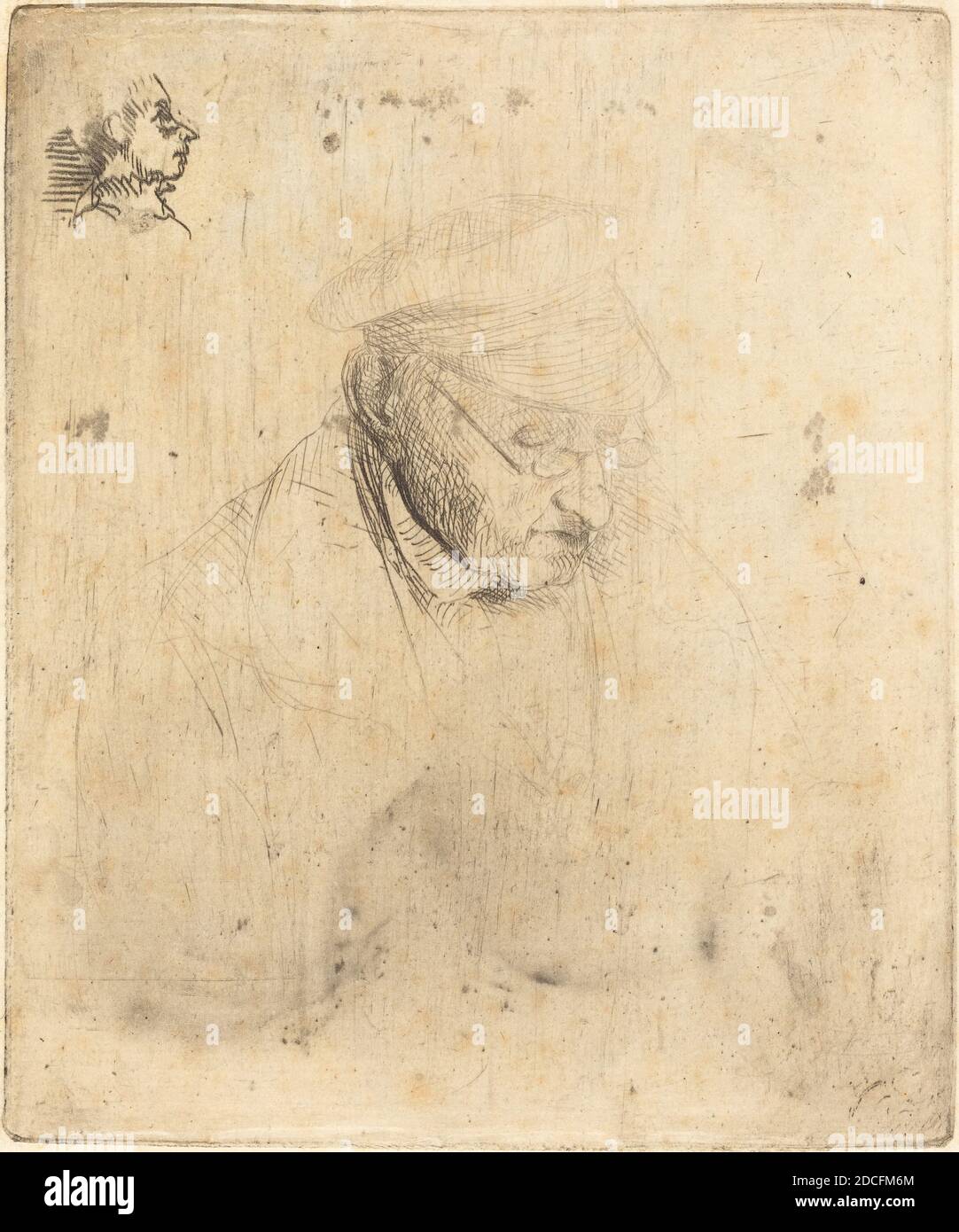 Edgar Degas, (artista), francese, 1834 - 1917, René-Hilaire de gas, nonno dell'artista, 1856, incisione e punto secco, piatto: 12.9 x 10.9 cm (5 1/16 x 4 5/16 pollici), foglio: 24.6 x 16.6 cm (9 11/16 x 6 9/16 pollici Foto Stock