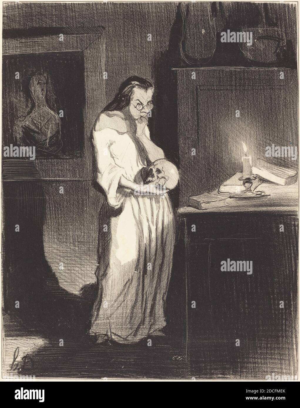 Honoré Daumier, (artista), Francese, 1808 - 1879, Satané piallard d'enfant va!..., Les Bas-bleus: pl.14, (serie), 1844, litografia Foto Stock