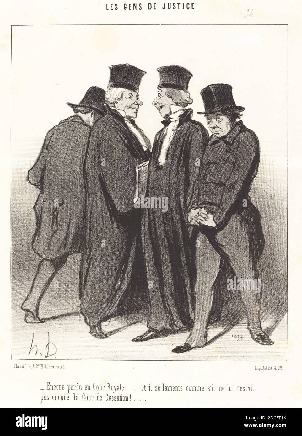 Honoré Daumier, (artista), francese, 1808 - 1879, Encore perdu en Cour Royale... et il se lamente..., Les Gens de justice: pl.34, (serie), 1848, litografia Foto Stock