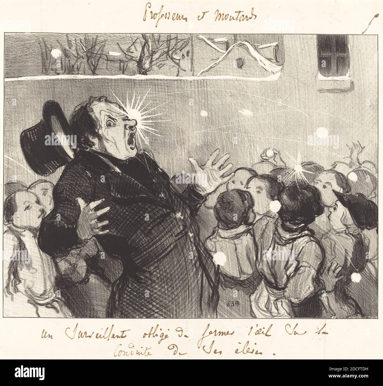 Honoré Daumier, (artista), francese, 1808 - 1879, un Surveillant obligé de fermer l'oeil..., Professeurs et Moutards: pl.5, (serie), 1845, litografia Foto Stock