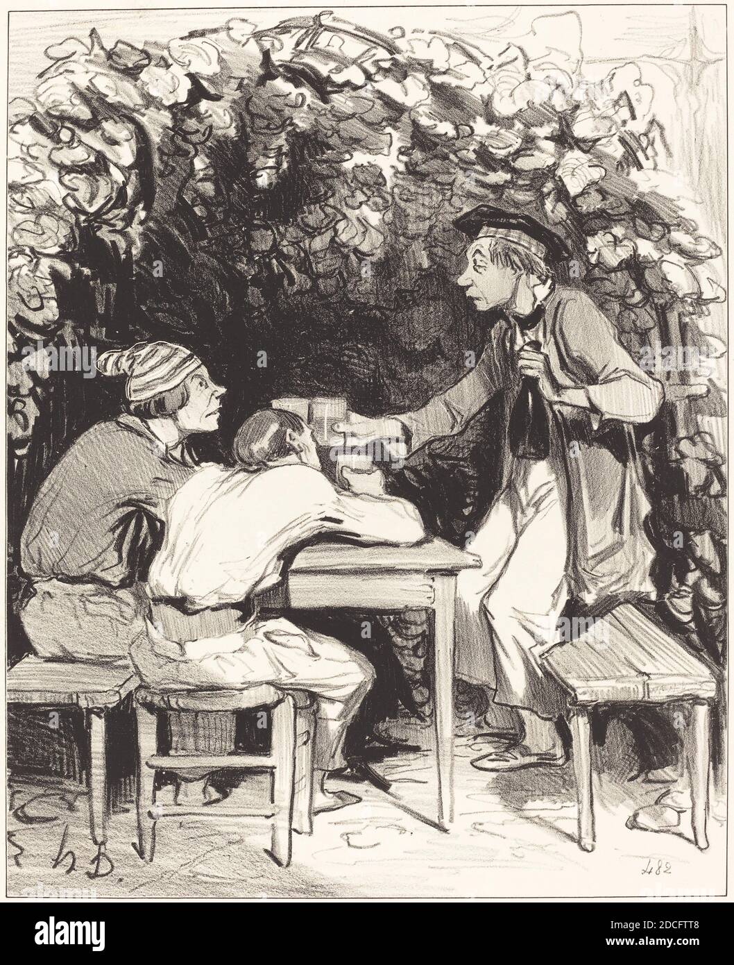 Honoré Daumier, (artista), Francese, 1808 - 1879, VOIs-tu, mon ami... il n'y a que deux élemens... du bonheur..., Les Canotiers parisiens: pl.12, (serie), 1843, litografia Foto Stock