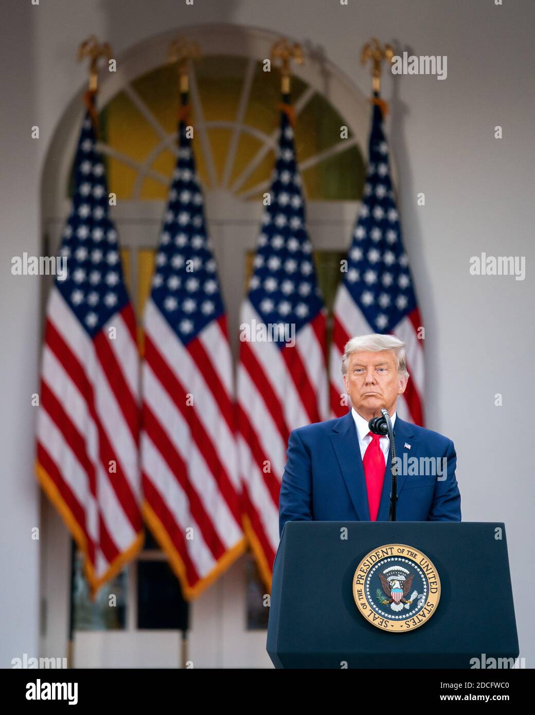 WASHINGTON DC, USA - 13 novembre 2020 - il presidente degli Stati Uniti Donald J. Trump presenta un aggiornamento sulla COVID-19 Coronavirus Vaccine development operation Warp Foto Stock