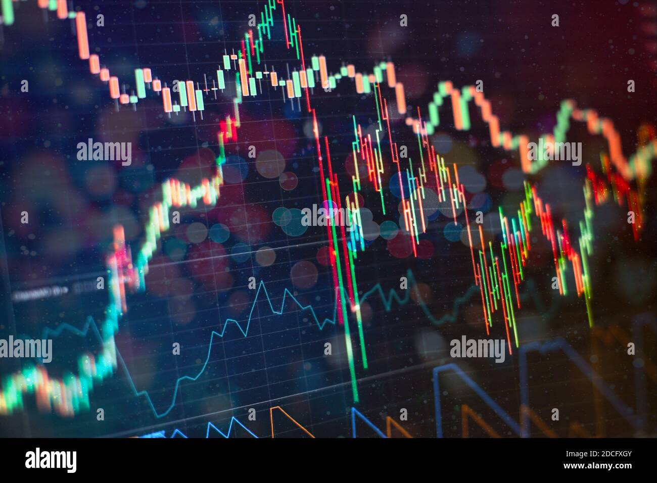 Visualizzazione del grafico dei prezzi dei preventivi. Visualizzazione del grafico del mercato azionario e del prezzo del grafico a barre. Foto Stock