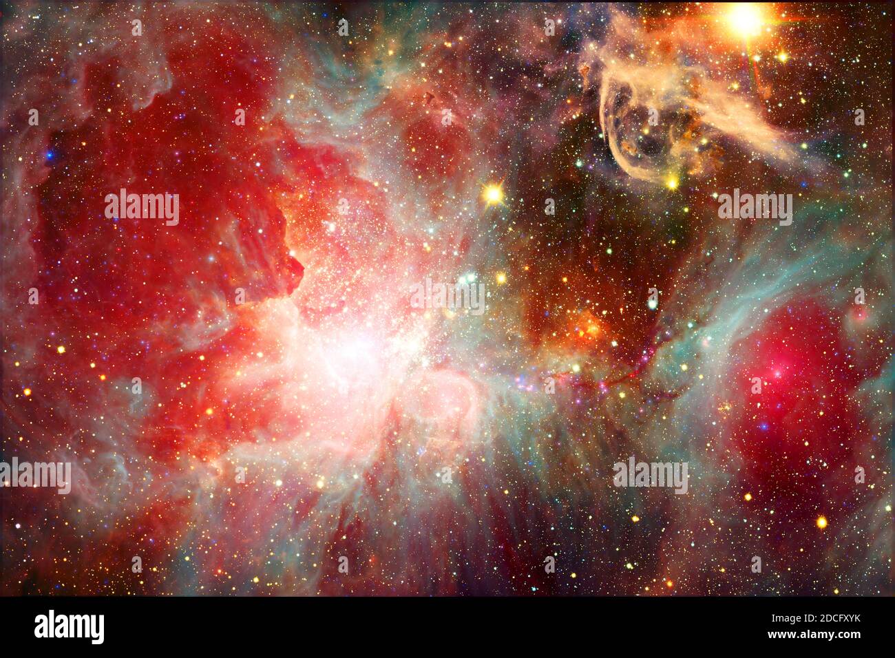 Spazio esterno, paesaggio cosmico. Nebulosa. Elementi di questa immagine forniti dalla NASA. Foto Stock