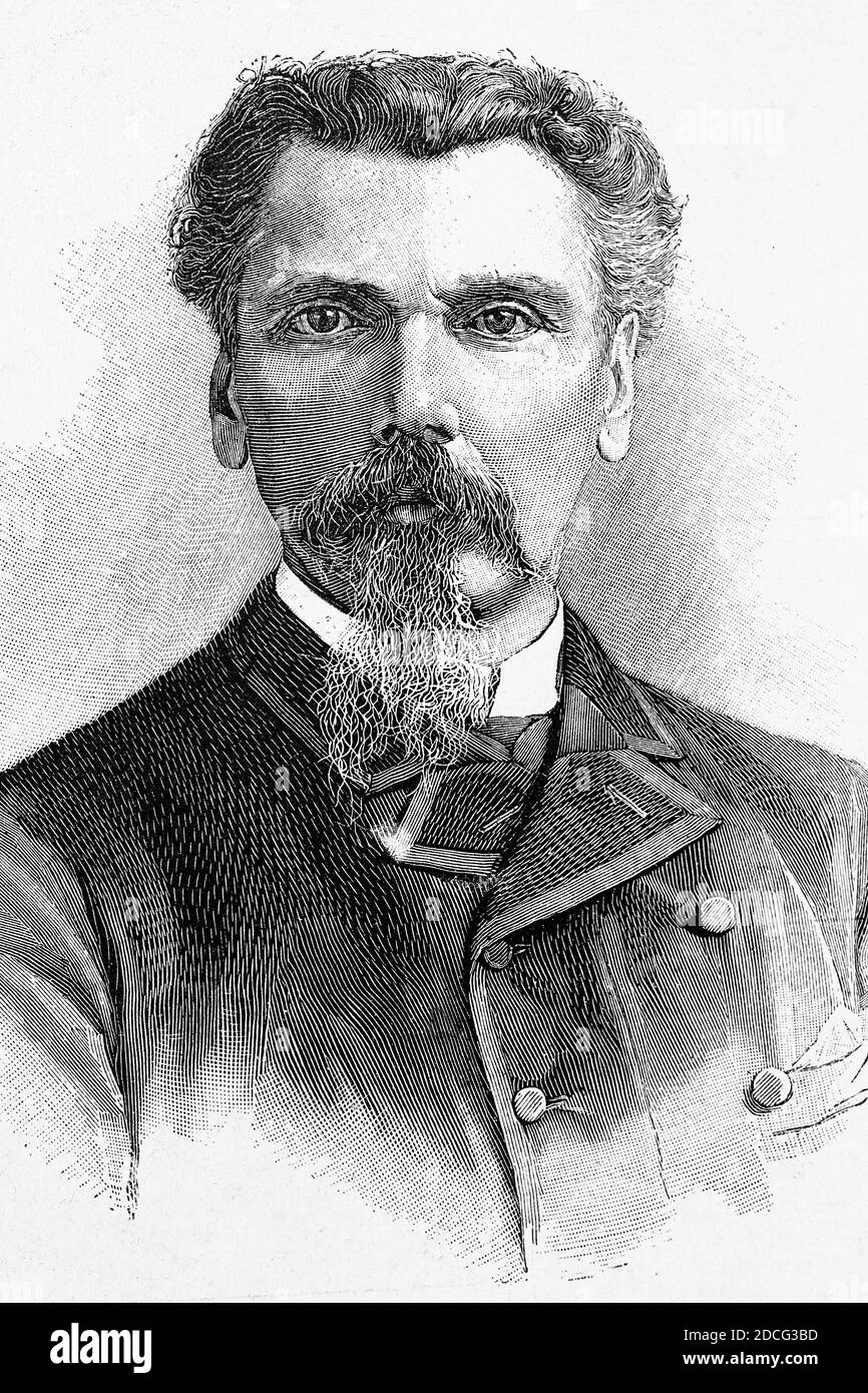 José Evaristo Uriburu, presidente argentino. 1831-1914. Illustrazione antica. 1895. Foto Stock