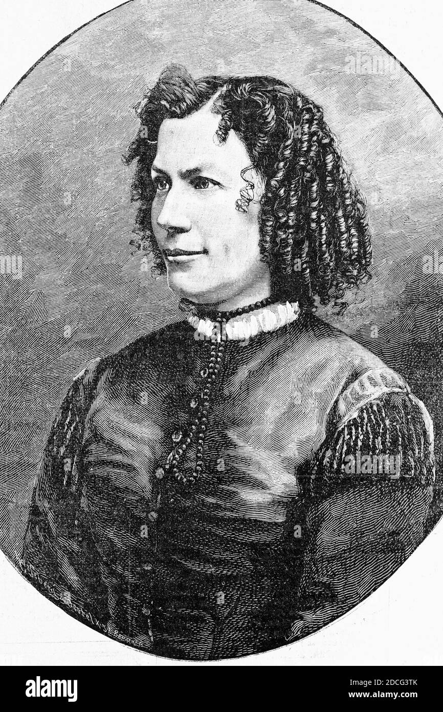 Eugenie Marlitt, pseudonimo di Friederieke Henriette Christiane Eugenie John. Romanziere tedesco. 1825-1887. Illustrazione antica. 1895. Foto Stock