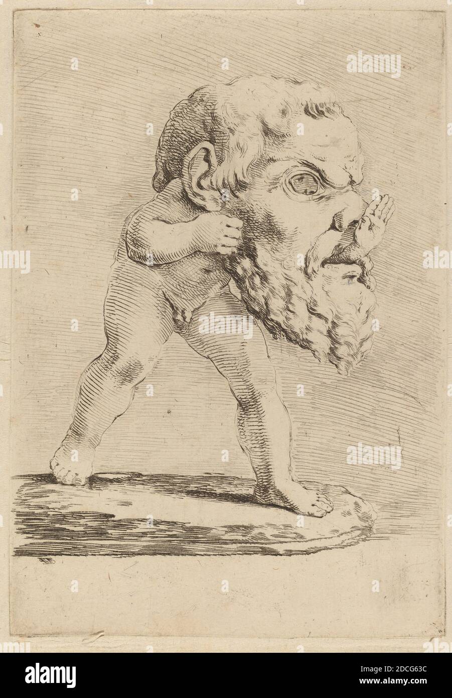 Stefano della Bella, (artista), Fiorentino, 1610 - 1664, Bambino che indossa una maschera, Quadreria Medicea, vol.3 (1986.50.11-108), (serie), incisione su carta deposta Foto Stock