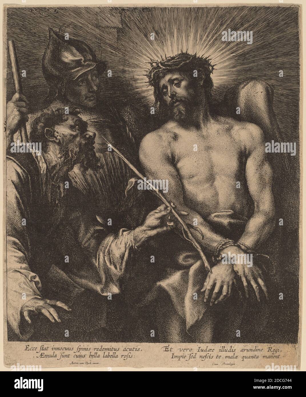 Sir Anthony van Dyck, (artista), fiammingo, 1599 - 1641, Lucas Emil Vorsterman, (artista), fiammingo, 1595 - 1675, Cristo incoronato con spine, probabilmente 1630, incisione e incisione Foto Stock