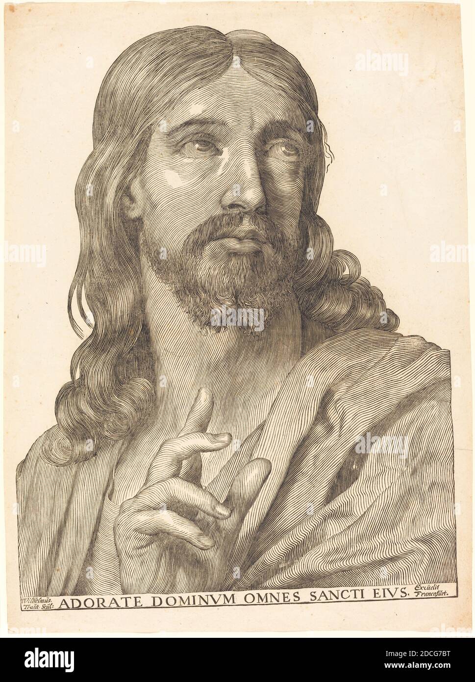 Wilhelm Traut, (artista), tedesco, attivo 1636 - 1662, Claude Mellan, (artista dopo), francese, 1598 - 1688, Cristo in mezza lunghezza, 1652/1662, taglio di legno su carta, foglio: 44.2 x 32.7 cm (17 3/8 x 12 7/8 pollici Foto Stock