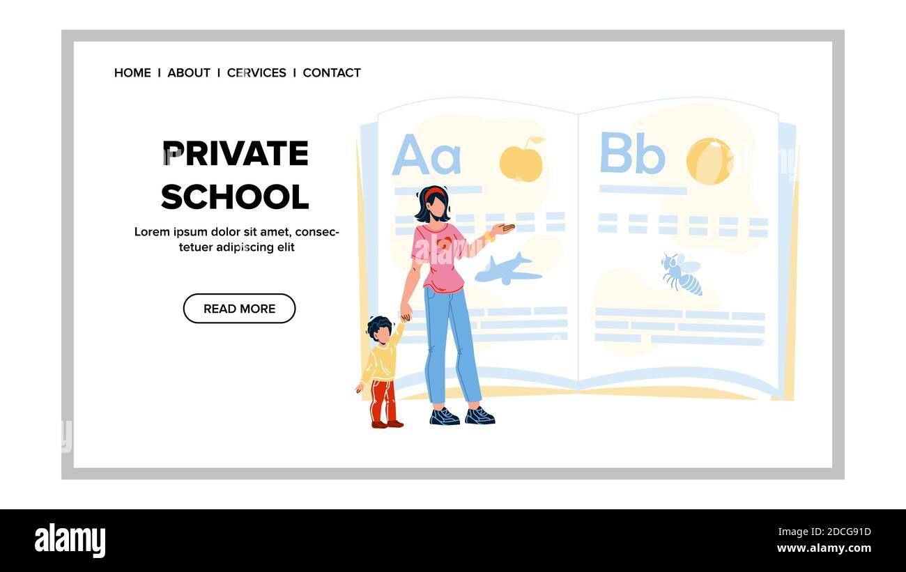 Scuola privata insegnante docente allievo Kid Vector Illustrazione Vettoriale