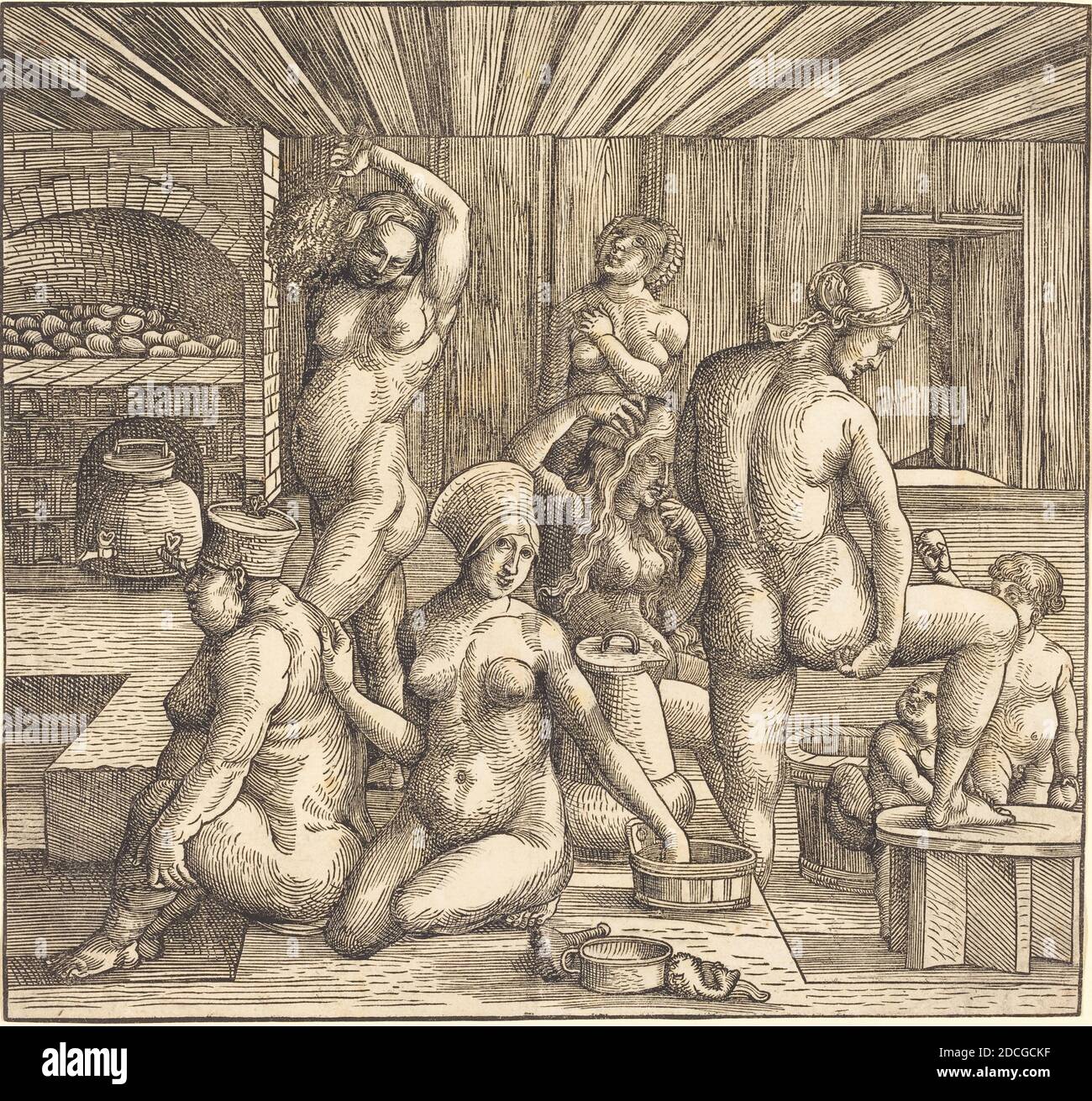 Tedesco 16 ° secolo, (artista), Albrecht Dürer, (artista collegato), tedesco, 1471 - 1528, bagno delle Donne, c.. 1505/1510, taglio legno Foto Stock