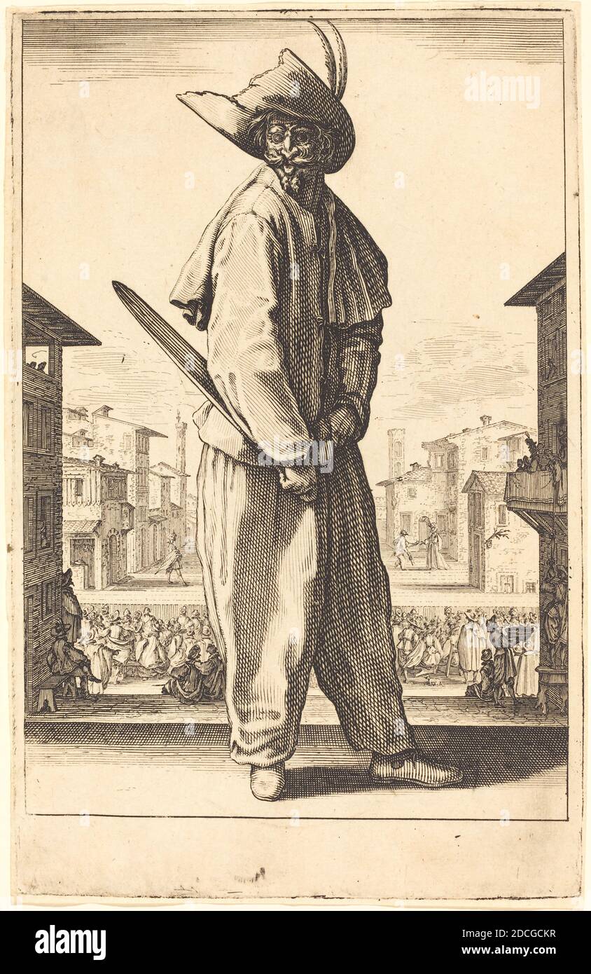 Jacques Callot, (artista), francese, 1592 - 1635, Zanni, tre Comediani italiani, (serie), 1618/1620, incisione e incisione Foto Stock
