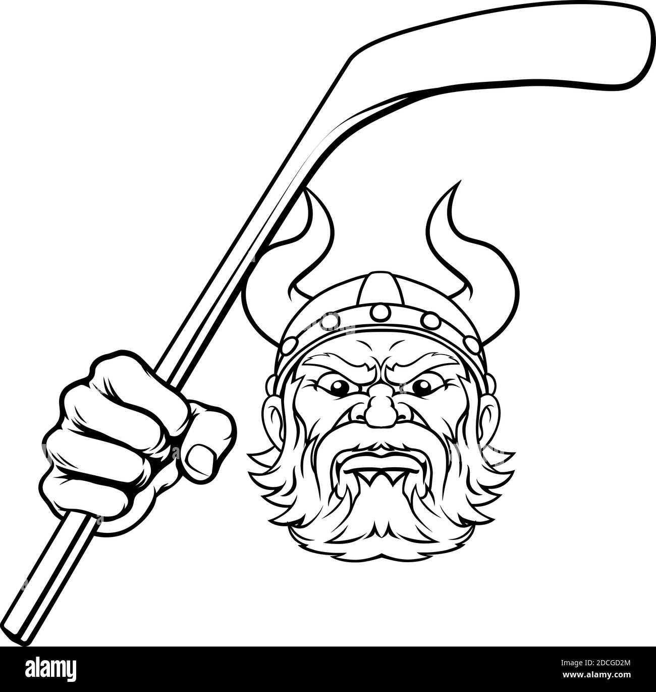 Mascotte sportive di hockey su ghiaccio Viking Cartoon Illustrazione Vettoriale