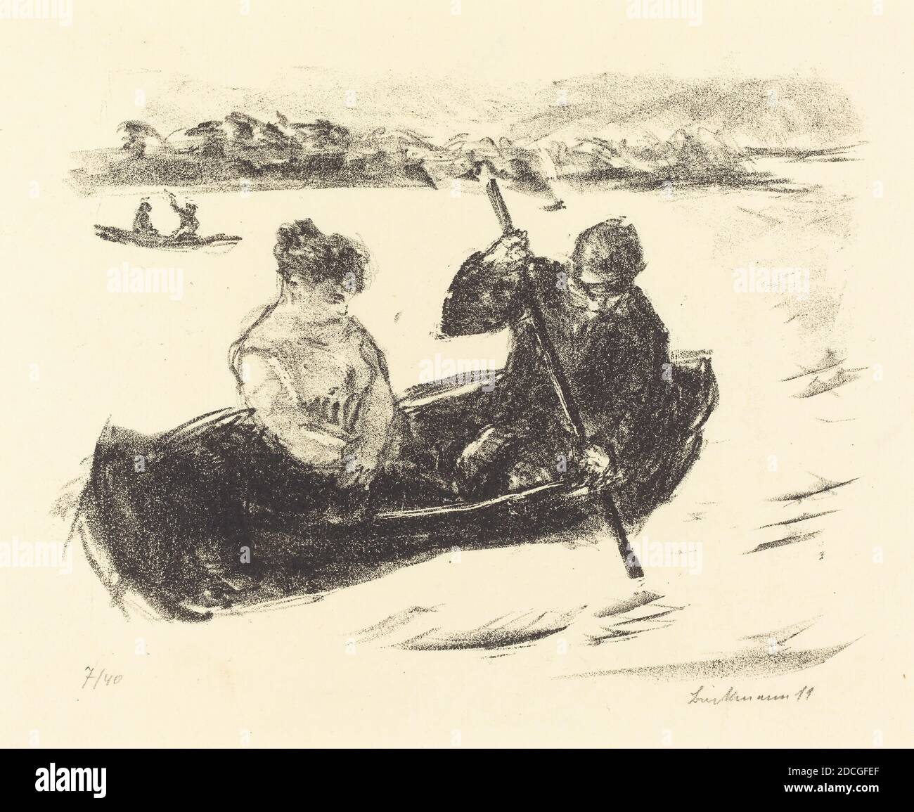 Max Liebermann, (artista), tedesco, 1847 - 1935, Canoismo, 1919, litografia in nero su carta su foglio, immagine: 14.5 x 20 cm (5 11/16 x 7 7/8 pollici), foglio: 44.5 x 35.8 cm (17 1/2 x 14 1/8 pollici Foto Stock