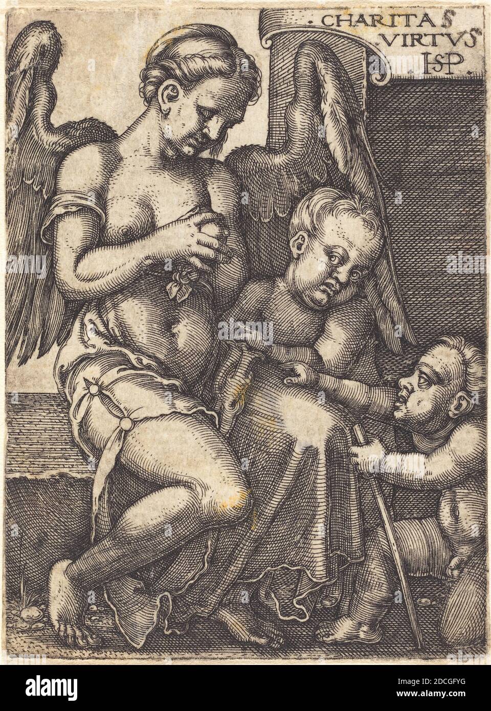 Sebald Beham, (artista), tedesco, 1500 - 1550, Charitas, incisione Foto Stock