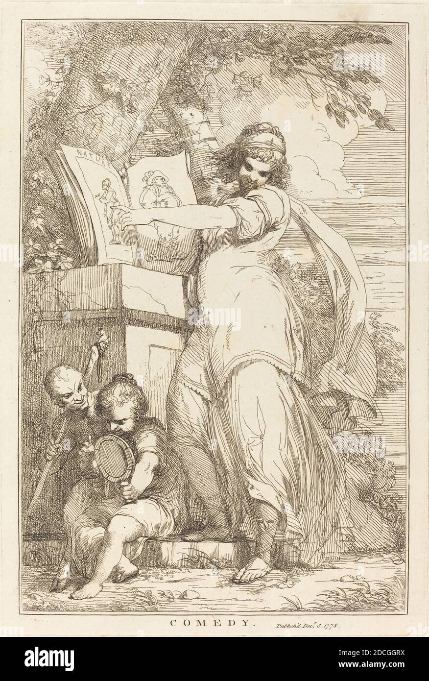 John Hamilton Mortimer, (artista), British, 1740 - 1779, Comedy, quindici Etchings dedicati a Sir Joshua Reynolds, (serie), 1778, incisione, piatto: 30 × 20.1 cm (11 13/16 × 7 15/16 pollici), foglio: 42.4 × 29.1 cm (16 11/16 × 11 7/16 pollici Foto Stock