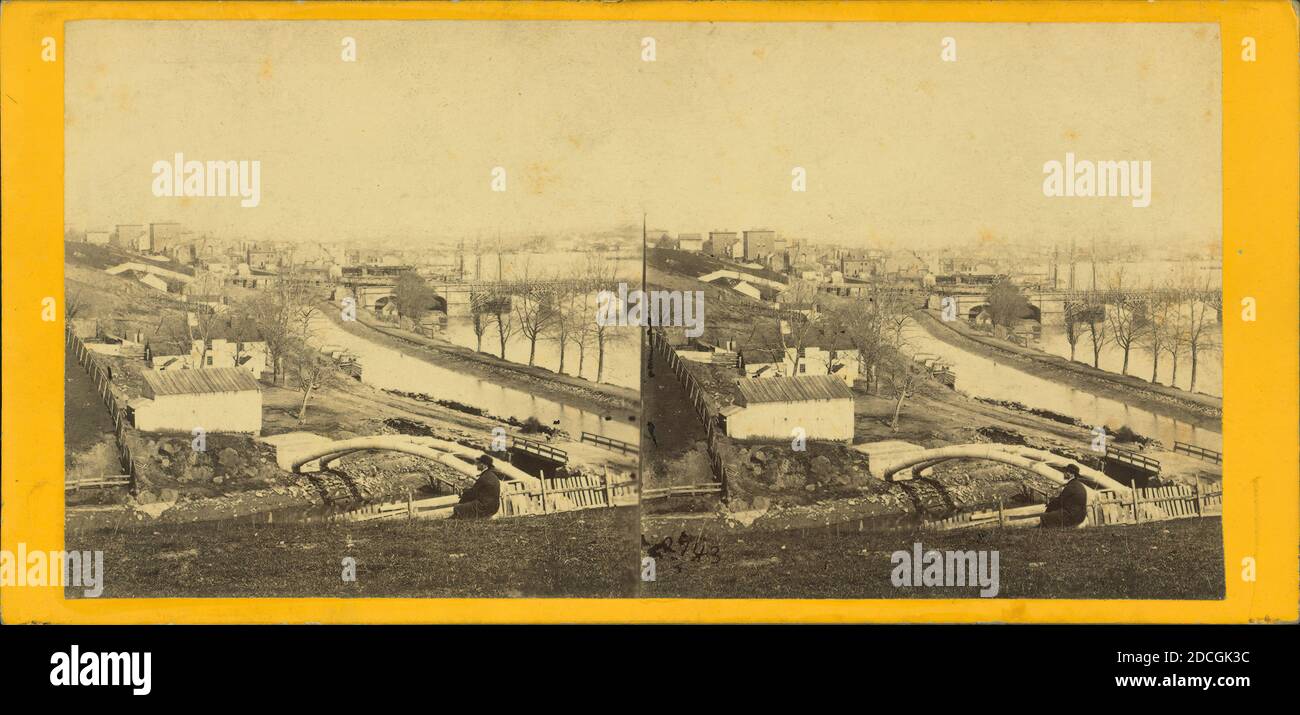 Vista pittoresca di Georgetown, Potomac e canale Chesapeake, dal retro dell'Osservatorio., E. & H.T. Anthony (ditta), 1860, Washington (D.C. Foto Stock