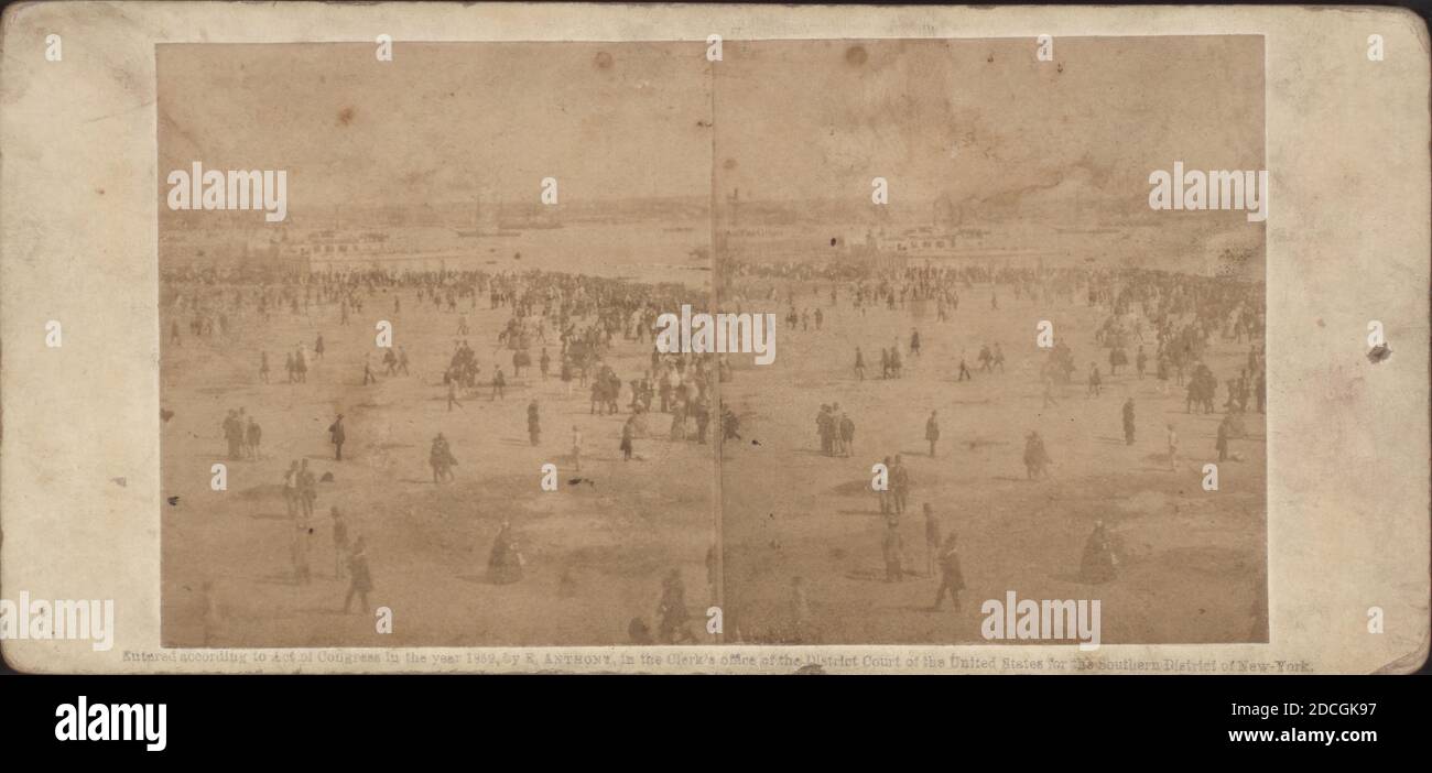 Folla che lascia il terreno dopo la Regata, 4 luglio 1859., 1859, New York (Stato), New York (N.Y.), New York Harbour (N.Y. e N.J.), New York Foto Stock
