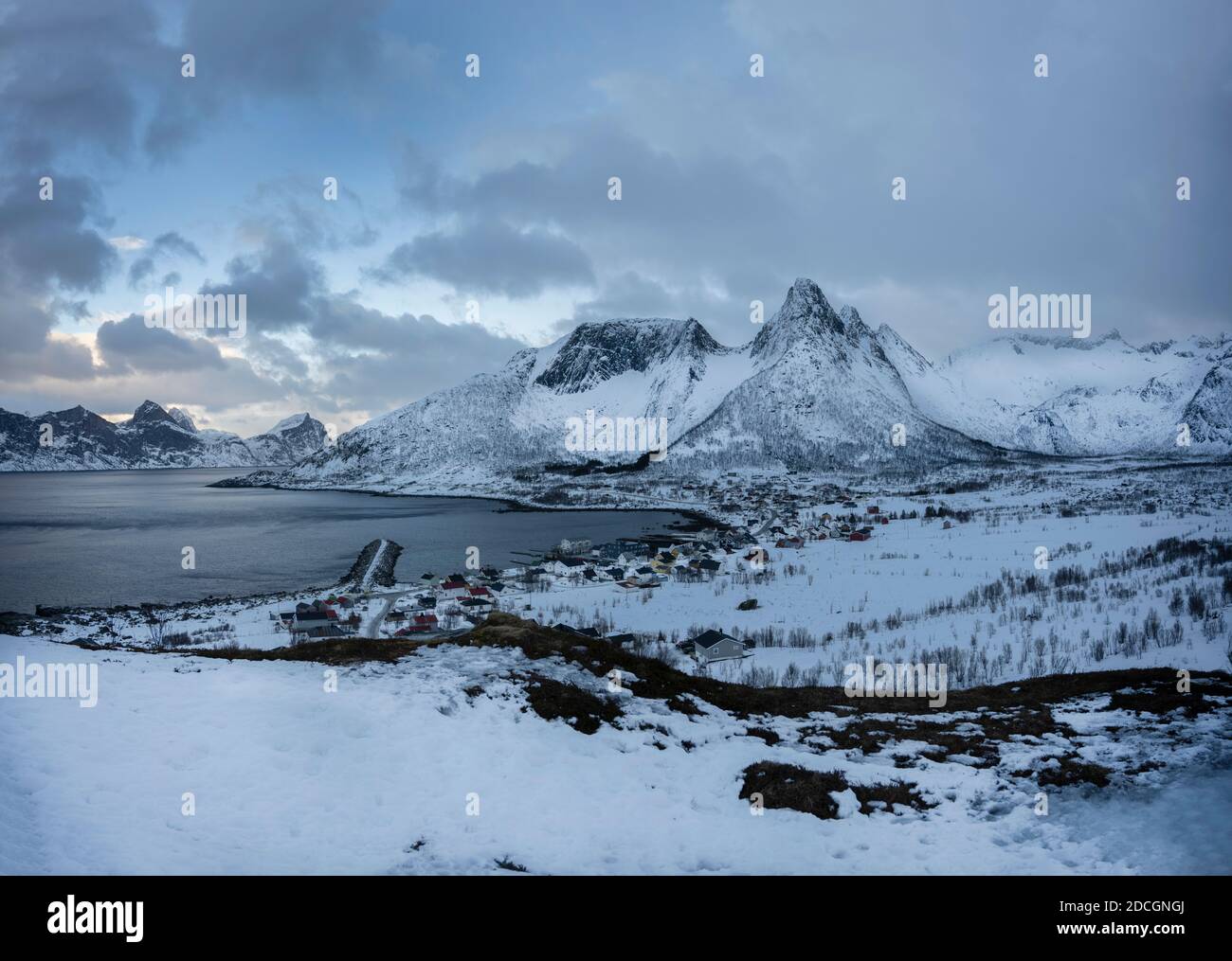 Mefjord, Senja, Norvegia. Foto Stock