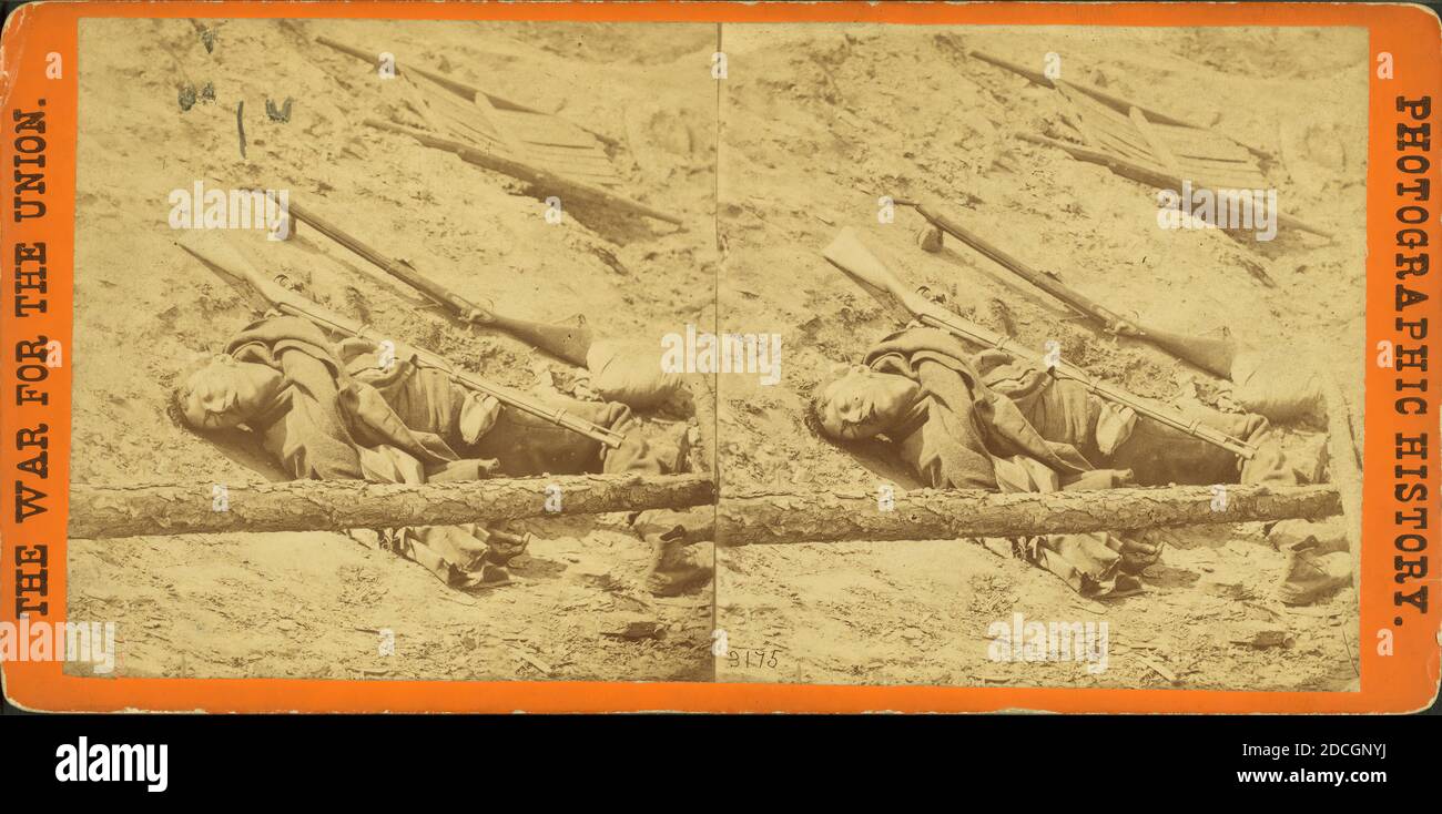 Un soldato Rebel morto, come egli giaceva nelle trincee di Fort Mahone, chiamato dai soldati 'Fort Damnation.', E. & H.T. Anthony (azienda), 1861, Stati Uniti Foto Stock