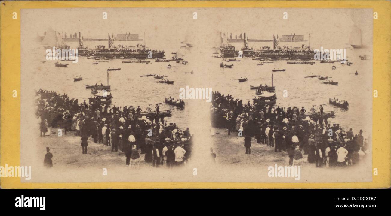Il 4 luglio a New York. Scence from the Castle Garden Previous to the Regatta, July 4th, 1860., 1860, New York (state), New York (N.Y.), New York Harbour (N.Y. e N.J.), New York Foto Stock