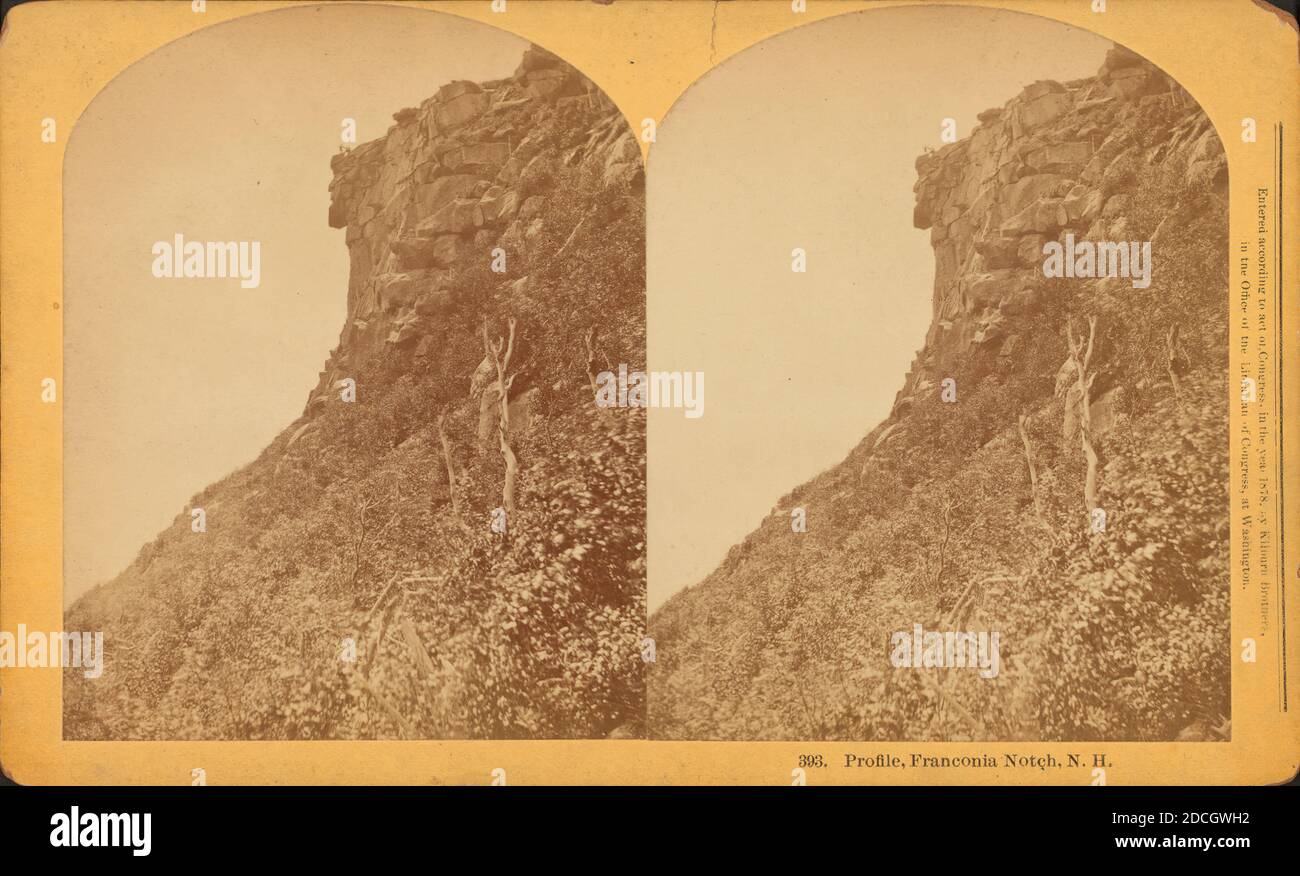 Profilo, Franconia Notch, N.H., Kilburn Brothers, Canyons, New Hampshire Foto Stock