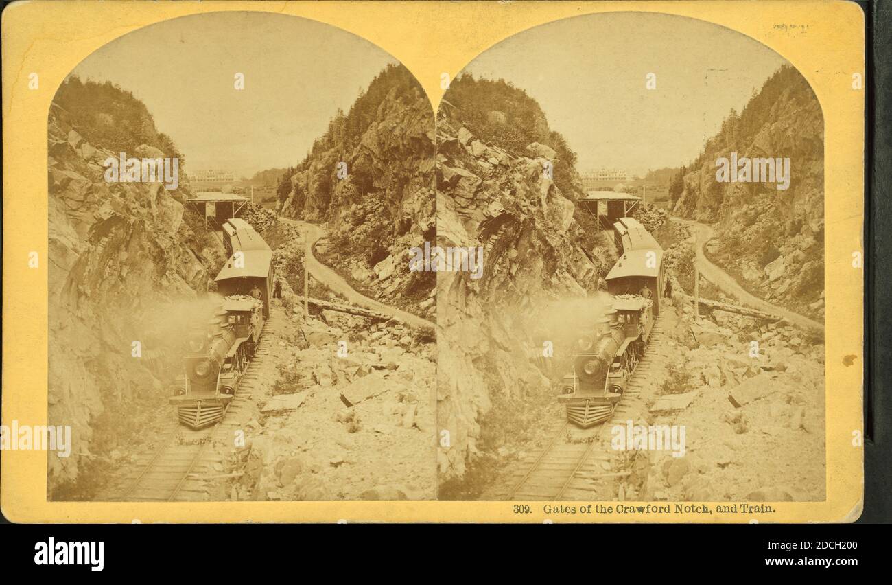 Gates of the Notch, and Train., Kilburn, B. W. (Benjamin West) (1827-1909), Ferrovie, passaggi (landforms), New Hampshire, Crawford Notch (N.H.), White Mountains (N.H. e Me Foto Stock