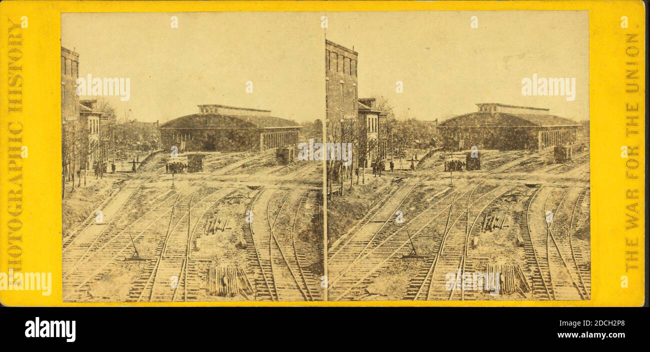 Deposito ferroviario dal ponte, Atlanta, GA., E. & H.T. Anthony (azienda), 1861, Stati Uniti Foto Stock