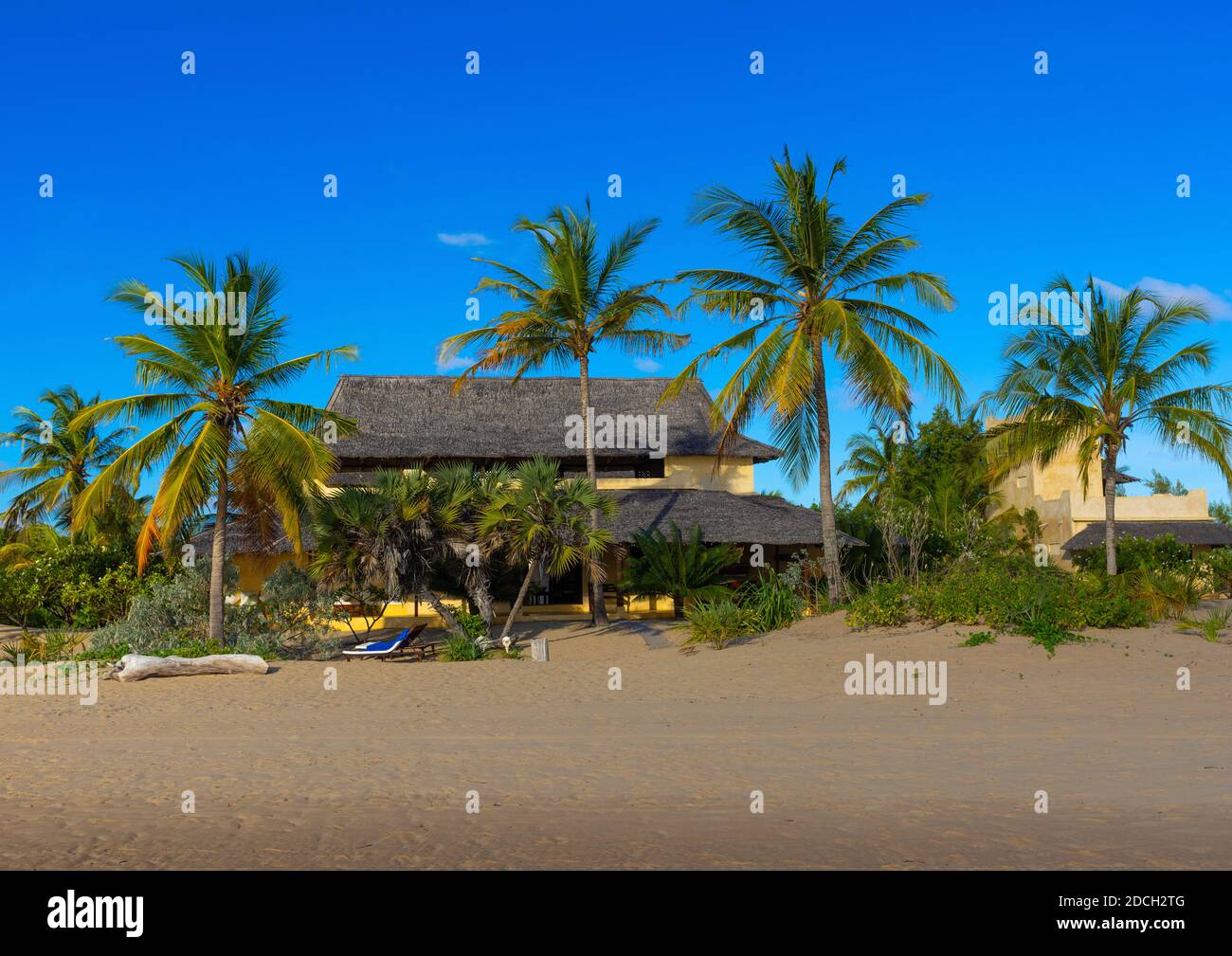 Jahazi casa vista sulla spiaggia, Lamu contea, Kizingoni, Kenya Foto Stock